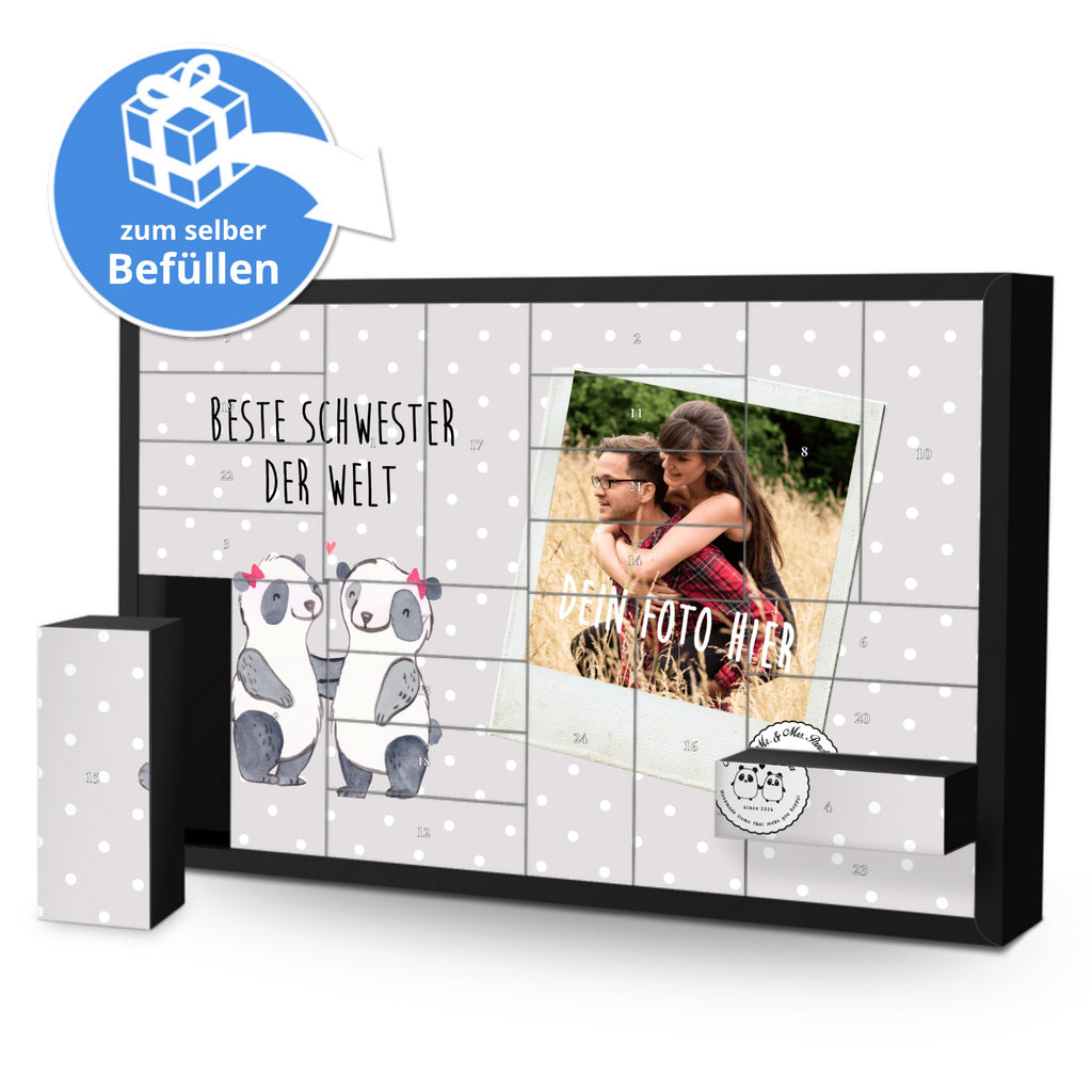 Personalisierter Befüllbarer Foto Adventskalender Panda Beste Schwester der Welt Befüllbarer Adventskalender, Adventskalender zum selbst befüllen, für, Dankeschön, Geschenk, Schenken, Geburtstag, Geburtstagsgeschenk, Geschenkidee, Danke, Bedanken, Mitbringsel, Freude machen, Geschenktipp, Schwestern, Schwester, Geschwister, Schwesterherz, Sister, Familie, Kleinigkeit, Beste, Tochter, Liebe, Kinder