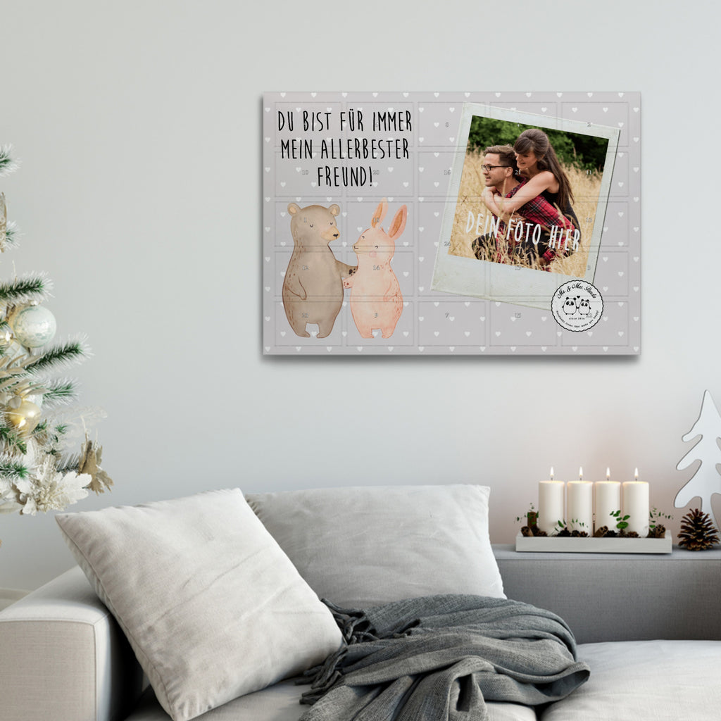 Personalisierter Tee Foto Adventskalender Bär und Hase Umarmen Personalisierter Tee Adventskalender, Liebe, Partner, Freund, Freundin, Ehemann, Ehefrau, Heiraten, Verlobung, Heiratsantrag, Liebesgeschenk, Jahrestag, Hocheitstag, Freunde, bester Freund, Hase, Bär, Bärchen, best friends