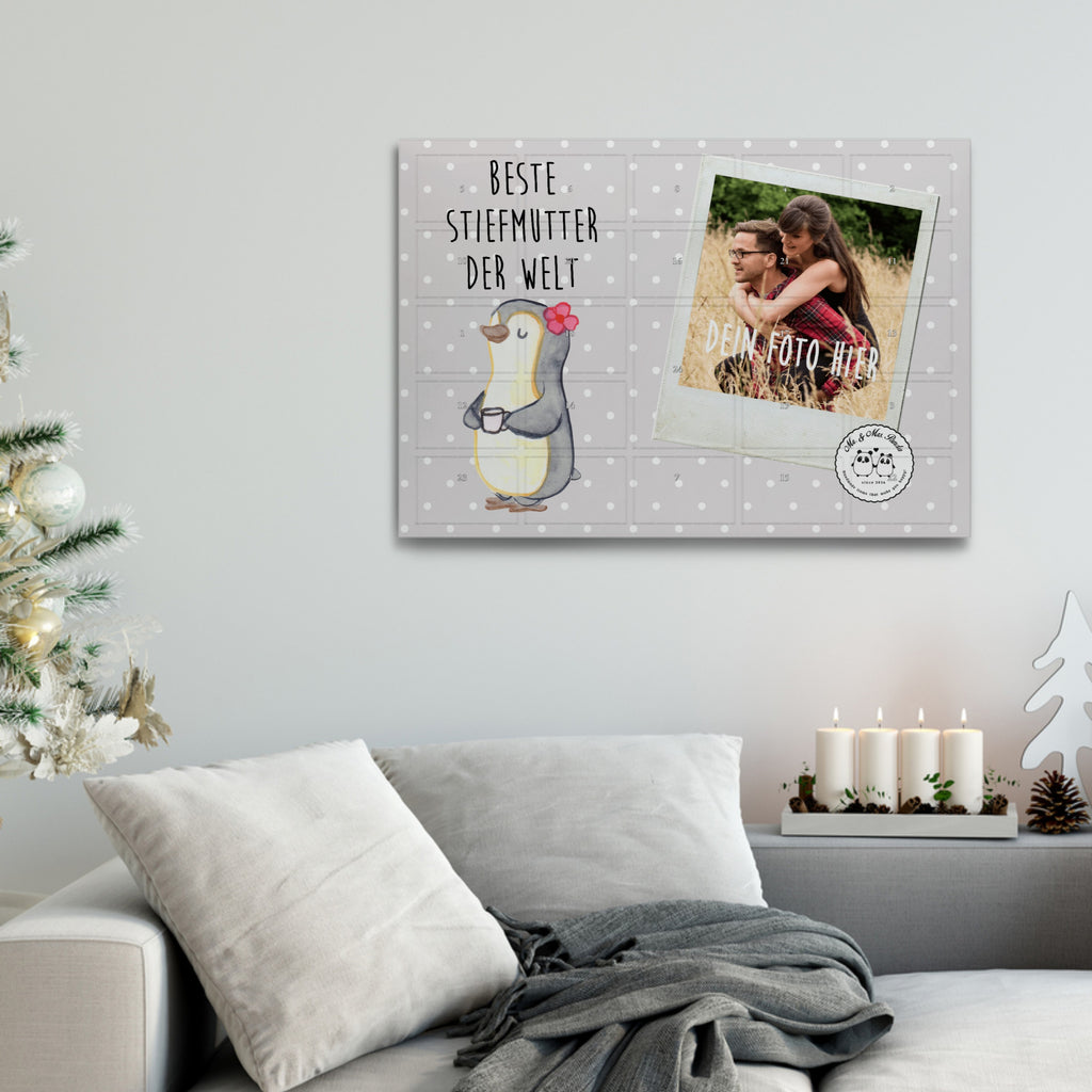 Personalisierter Tee Foto Adventskalender Pinguin Beste Stiefmutter der Welt Personalisierter Tee Adventskalender, für, Dankeschön, Geschenk, Schenken, Geburtstag, Geburtstagsgeschenk, Geschenkidee, Danke, Bedanken, Mitbringsel, Freude machen, Geschenktipp, Stiefmutter, Stief Mutter, Stiefmama, Mami, Mutter, Muttertag, Mutti, Mama, Tochter, Sohn, Beste