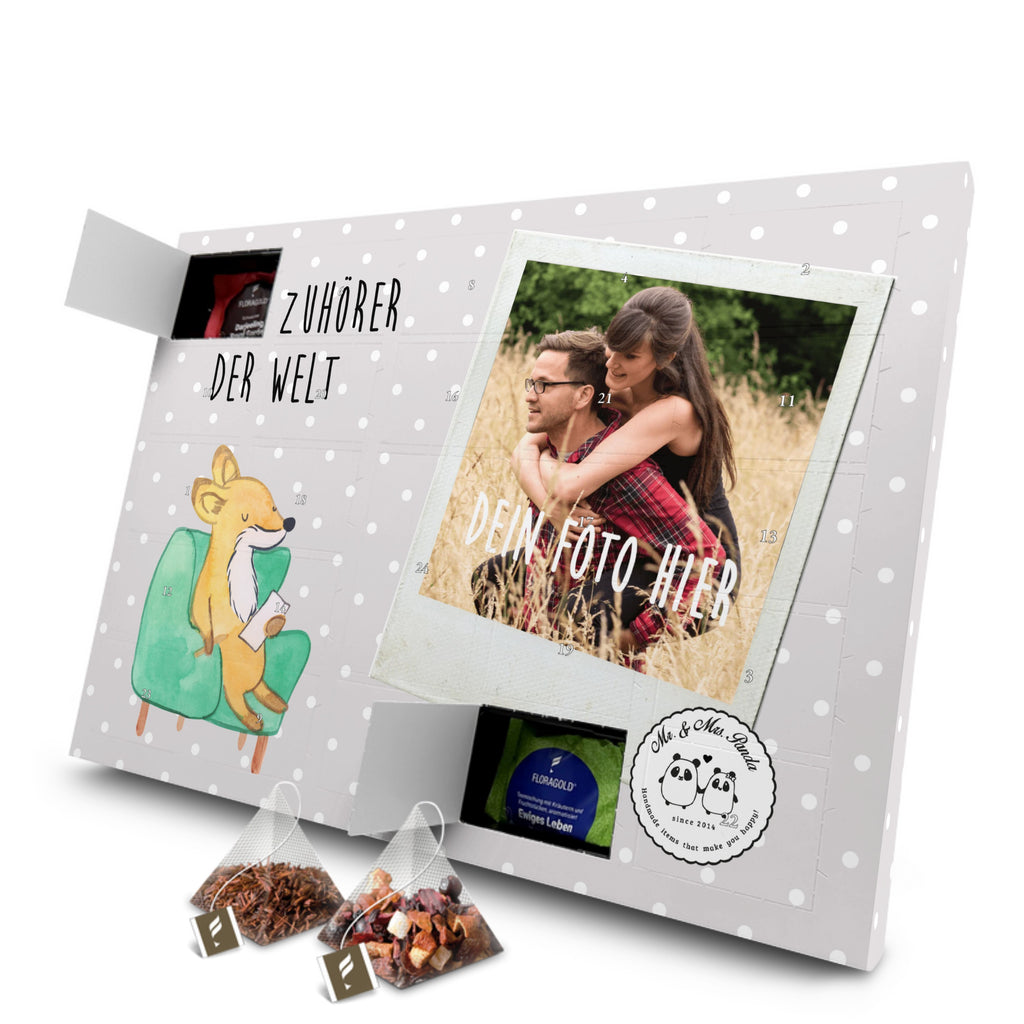 Personalisierter Tee Foto Adventskalender Fuchs Bester Zuhörer der Welt Personalisierter Tee Adventskalender, für, Dankeschön, Geschenk, Schenken, Geburtstag, Geburtstagsgeschenk, Geschenkidee, Danke, Bedanken, Mitbringsel, Freude machen, Geschenktipp, Zuhörer, Freund, Freundin, offenes Ohr, Hilfsbereit, Hilfe