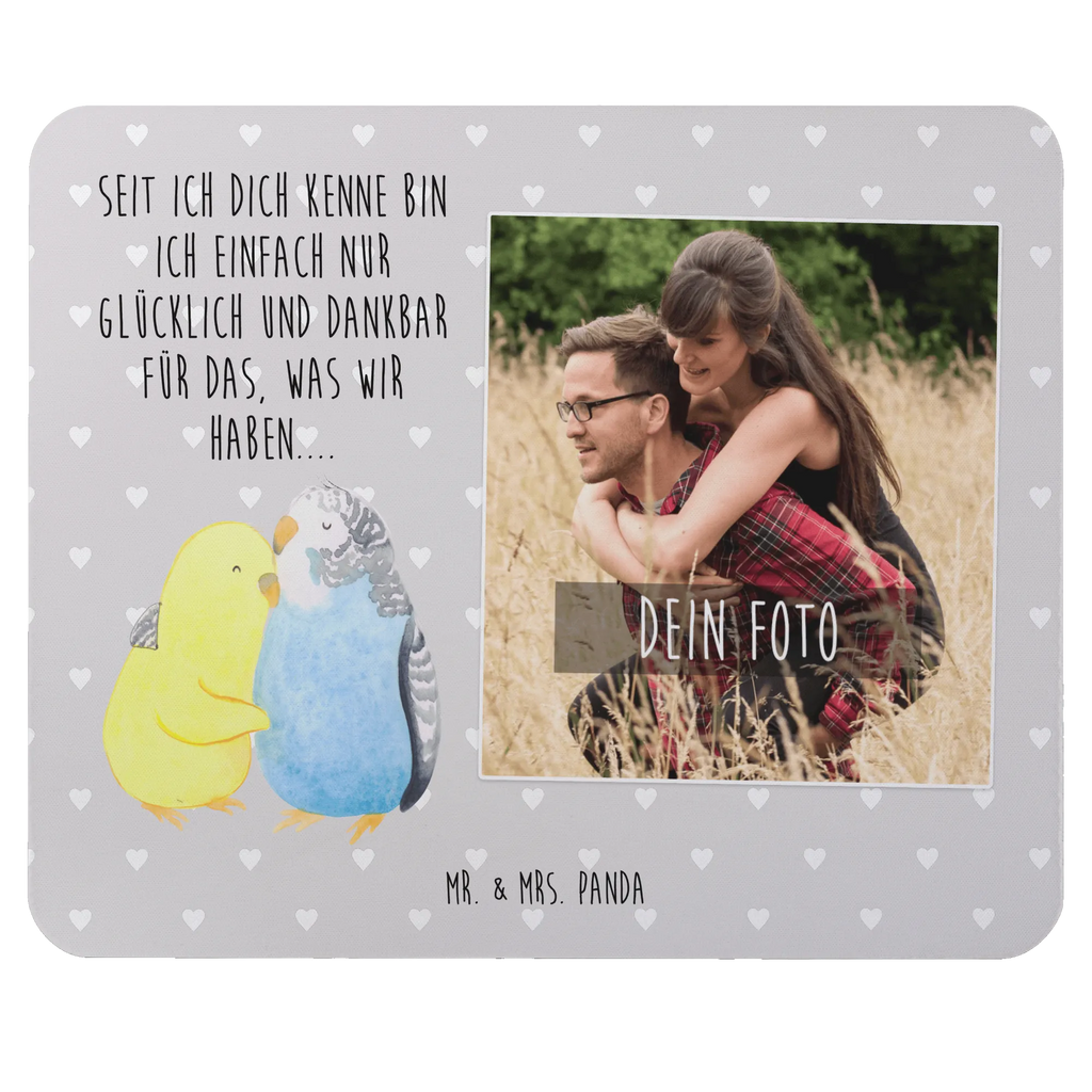 Personalized Photo Mousepad Parakeets in love Personalisiertes Foto Mauspad, Liebe, Partner, Freund, Freundin, Ehemann, Ehefrau, Heiraten, Verlobung, Heiratsantrag, Liebesgeschenk, Jahrestag, Hocheitstag, Vögel, Wellensittich, Nähe, Kuscheln, Vertrauen