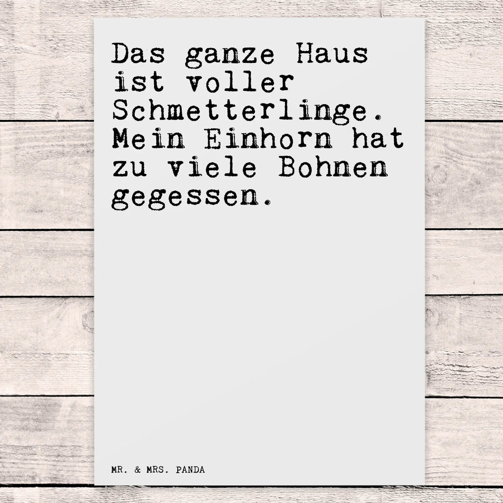 Postkarte Sprüche und Zitate Das ganze Haus ist voller Schmetterlinge. Mein Einhorn hat zu viele Zwiebeln gegessen. Postkarte, Karte, Geschenkkarte, Grußkarte, Einladung, Ansichtskarte, Geburtstagskarte, Einladungskarte, Dankeskarte, Ansichtskarten, Einladung Geburtstag, Einladungskarten Geburtstag, Spruch, Sprüche, lustige Sprüche, Weisheiten, Zitate, Spruch Geschenke, Spruch Sprüche Weisheiten Zitate Lustig Weisheit Worte