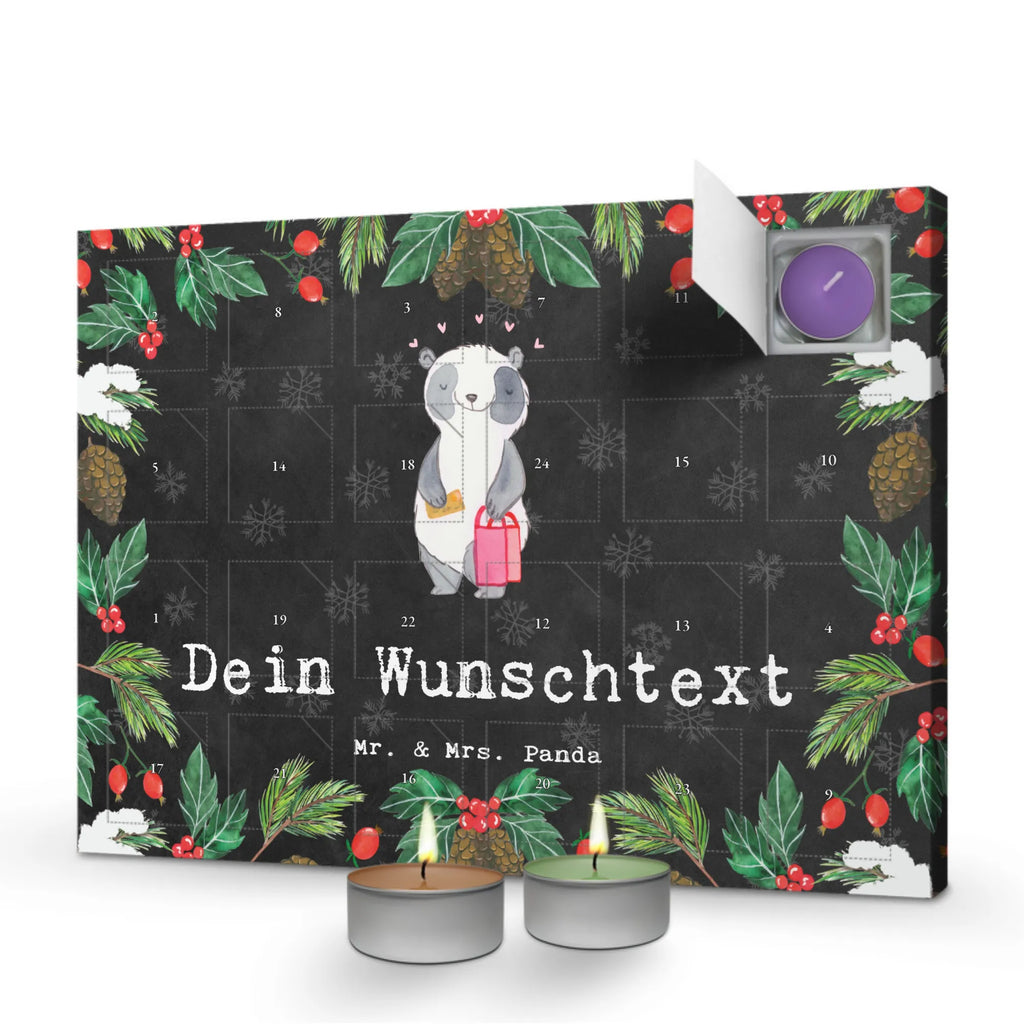 Personalisierter Duftkerzen Adventskalender Panda Beste Shoppingbegleitung der Welt Personalisierter Duftkerzen Adventskalender, für, Dankeschön, Geschenk, Schenken, Geburtstag, Geburtstagsgeschenk, Geschenkidee, Danke, Bedanken, Mitbringsel, Freude machen, Geschenktipp, Shoppingbegleitung, Shoppingpartner, Begleitung, Shoppen, Partner, Freundin, Freund, bff, Shopping, Einkaufen, Shopping-Queen, Queen, Bester