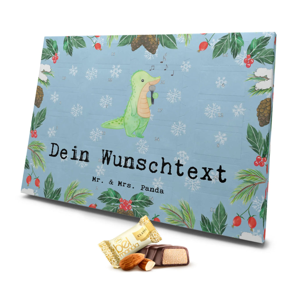 Personalisierter Marzipan Adventskalender Krokodil Singen Personalisierter Marzipan Adventskalender, Geschenk, Sport, Sportart, Hobby, Schenken, Danke, Dankeschön, Auszeichnung, Gewinn, Sportler, Singen, Band, Live Auftritt, Gesang, Hobbysänger