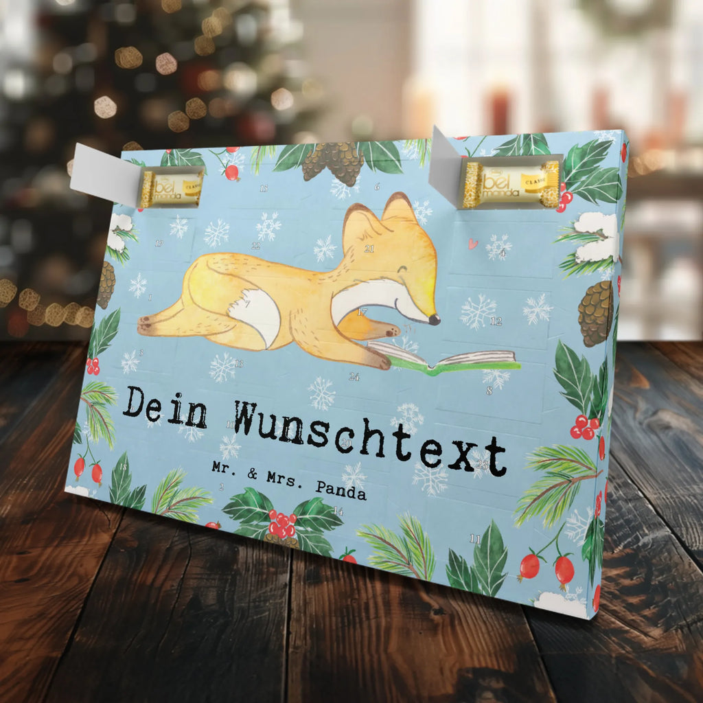 Personalisierter Marzipan Adventskalender Fuchs Lesen Personalisierter Marzipan Adventskalender, Geschenk, Sport, Sportart, Hobby, Schenken, Danke, Dankeschön, Auszeichnung, Gewinn, Sportler, lesen, Bücher lesen, Bücherwurm