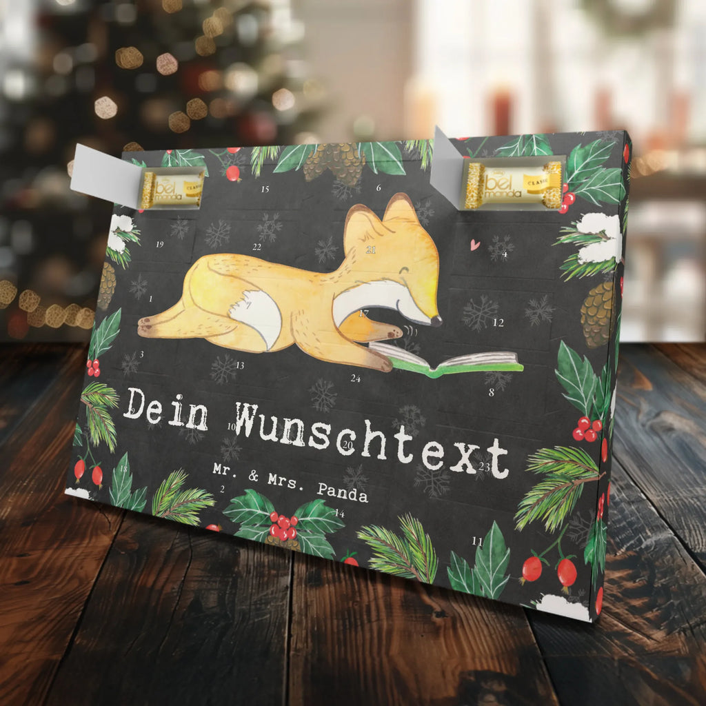 Personalisierter Marzipan Adventskalender Fuchs Lesen Personalisierter Marzipan Adventskalender, Geschenk, Sport, Sportart, Hobby, Schenken, Danke, Dankeschön, Auszeichnung, Gewinn, Sportler, lesen, Bücher lesen, Bücherwurm