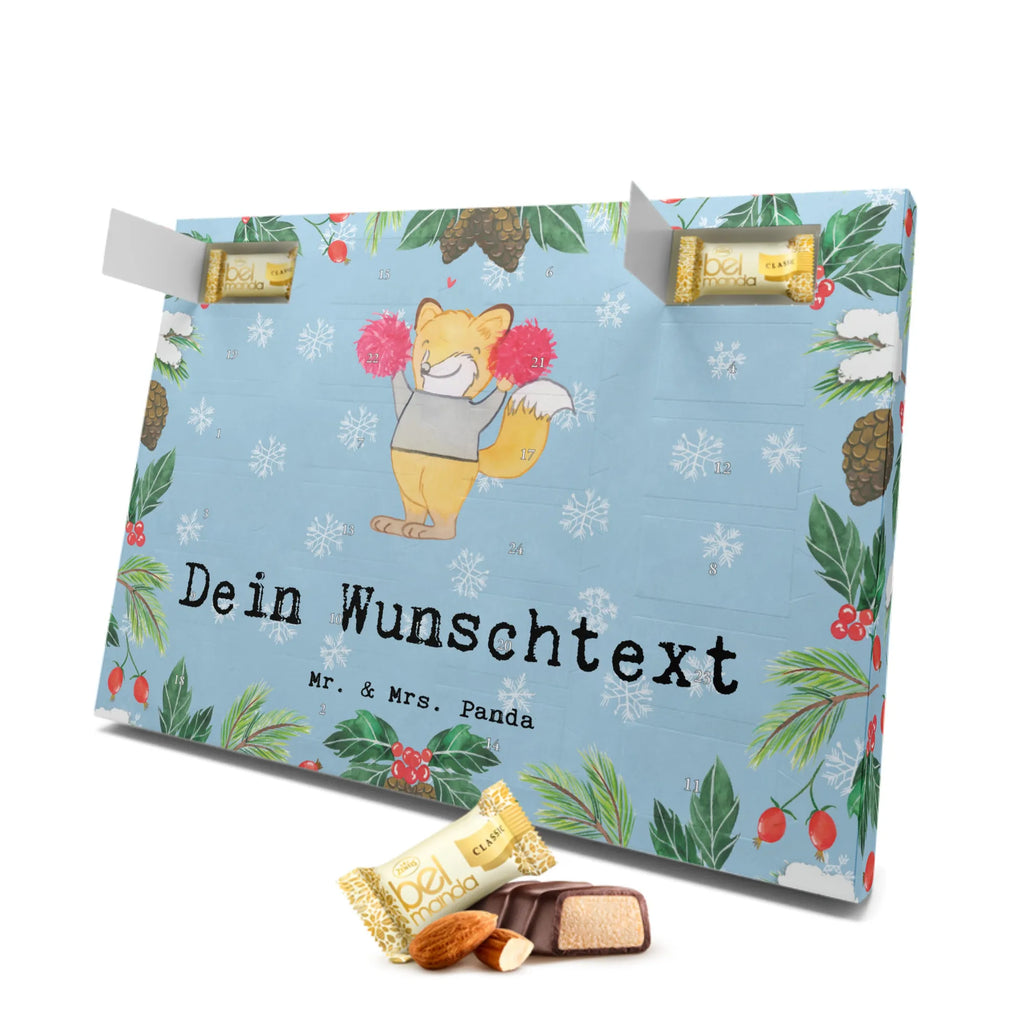 Personalisierter Marzipan Adventskalender Fuchs Cheerleader Personalisierter Marzipan Adventskalender, Geschenk, Sport, Sportart, Hobby, Schenken, Danke, Dankeschön, Auszeichnung, Gewinn, Sportler, Cheerleader, Cheerleading, Turnen, Turn Club, Turniere