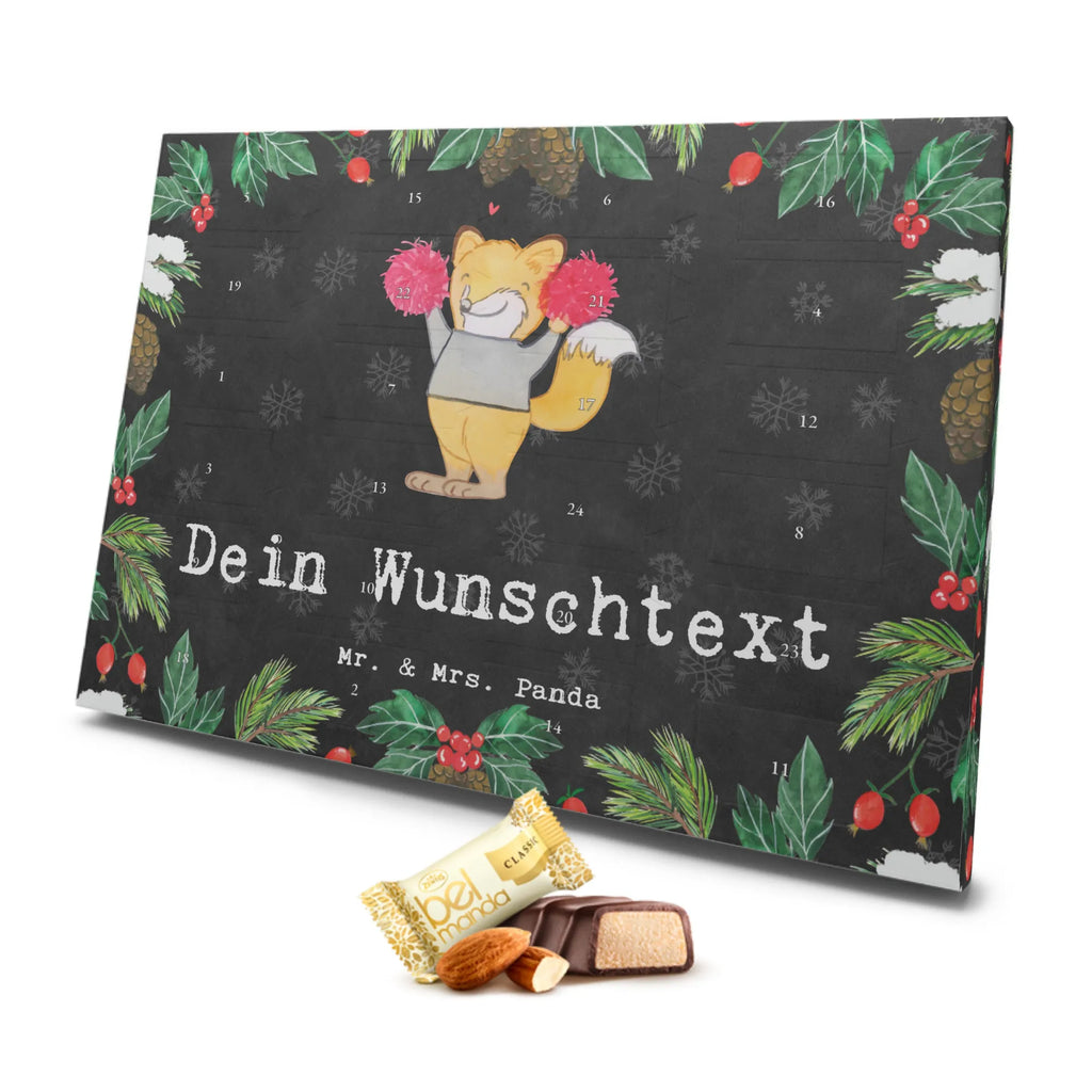 Personalisierter Marzipan Adventskalender Fuchs Cheerleader Personalisierter Marzipan Adventskalender, Geschenk, Sport, Sportart, Hobby, Schenken, Danke, Dankeschön, Auszeichnung, Gewinn, Sportler, Cheerleader, Cheerleading, Turnen, Turn Club, Turniere