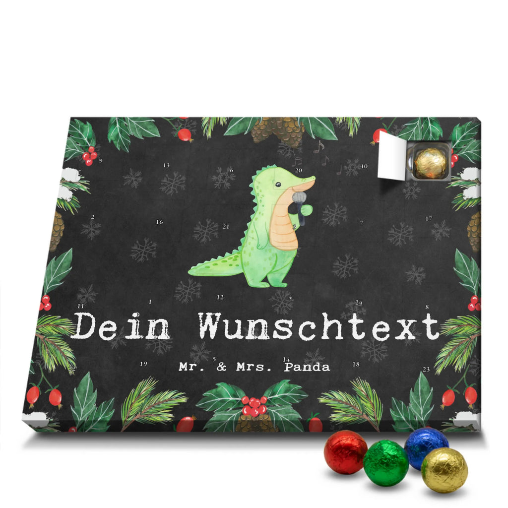 Personalisierter Schoko Adventskalender Krokodil Singen Personalisierter Adventskalender, Adventskalender mit Namen, Geschenk, Sport, Sportart, Hobby, Schenken, Danke, Dankeschön, Auszeichnung, Gewinn, Sportler, Singen, Band, Live Auftritt, Gesang, Hobbysänger