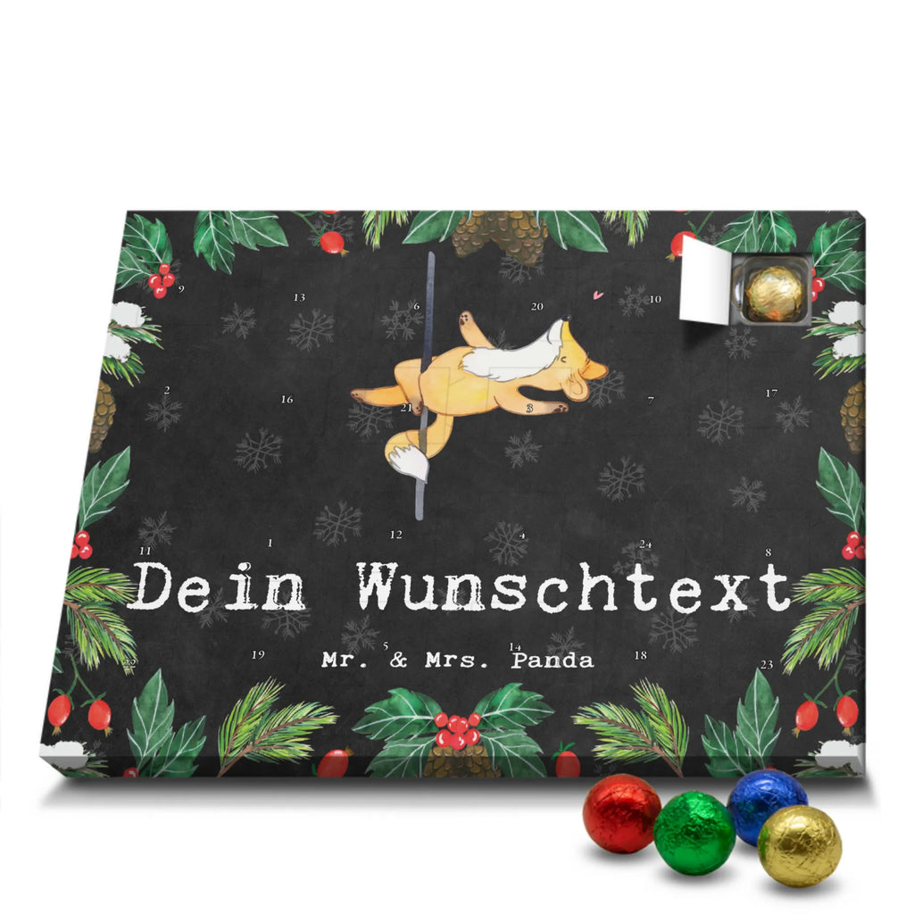 Personalisierter Schoko Adventskalender Fuchs Poledance Personalisierter Adventskalender, Adventskalender mit Namen, Geschenk, Sport, Sportart, Hobby, Schenken, Danke, Dankeschön, Auszeichnung, Gewinn, Sportler, Pole Dance, Tanzen, Tanz