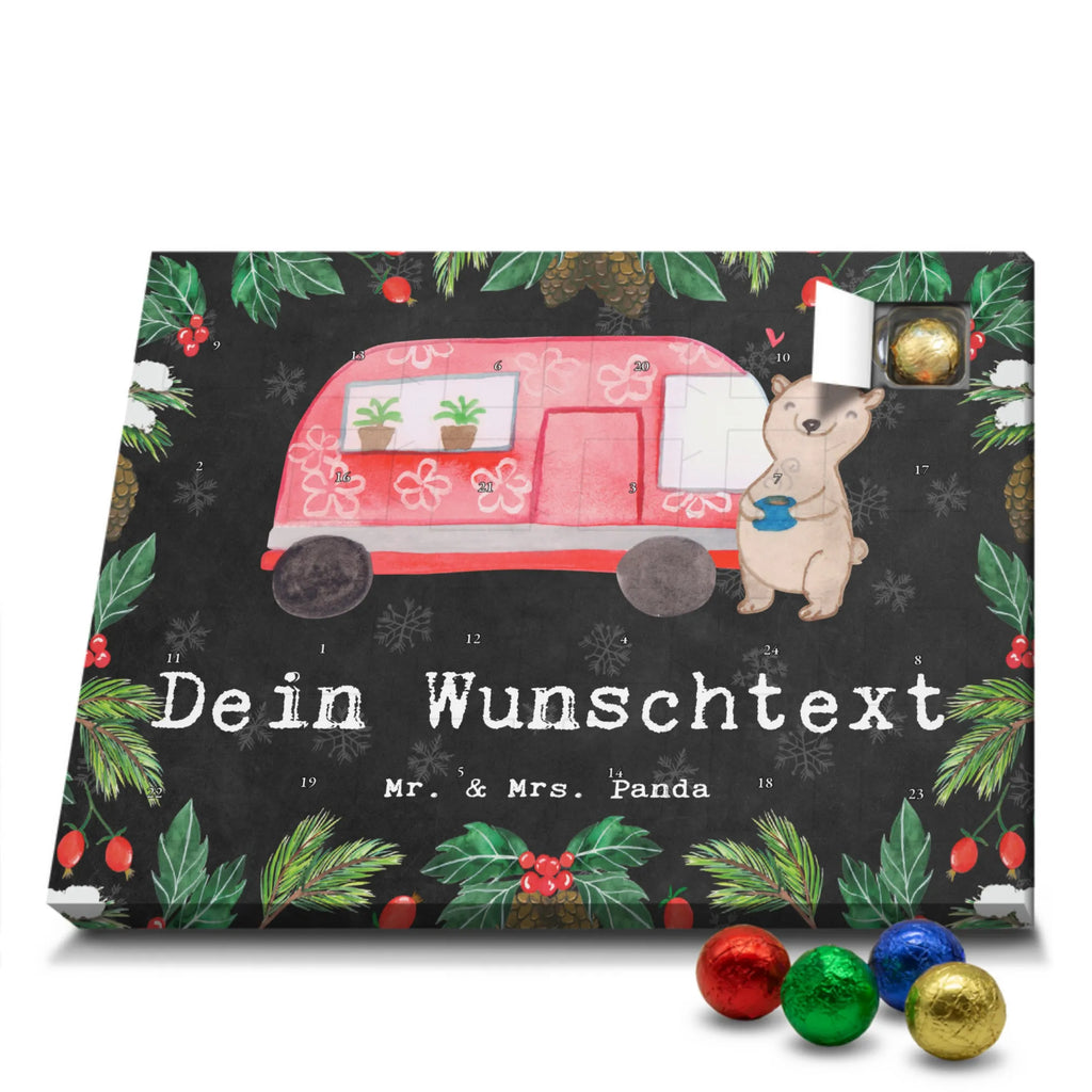 Personalisierter Schoko Adventskalender Bär Camper Personalisierter Adventskalender, Adventskalender mit Namen, Geschenk, Sport, Sportart, Hobby, Schenken, Danke, Dankeschön, Auszeichnung, Gewinn, Sportler, Camper, Campen, Zelten, Campingplatz, Wohnmobil, Roadtrip, Urlaub