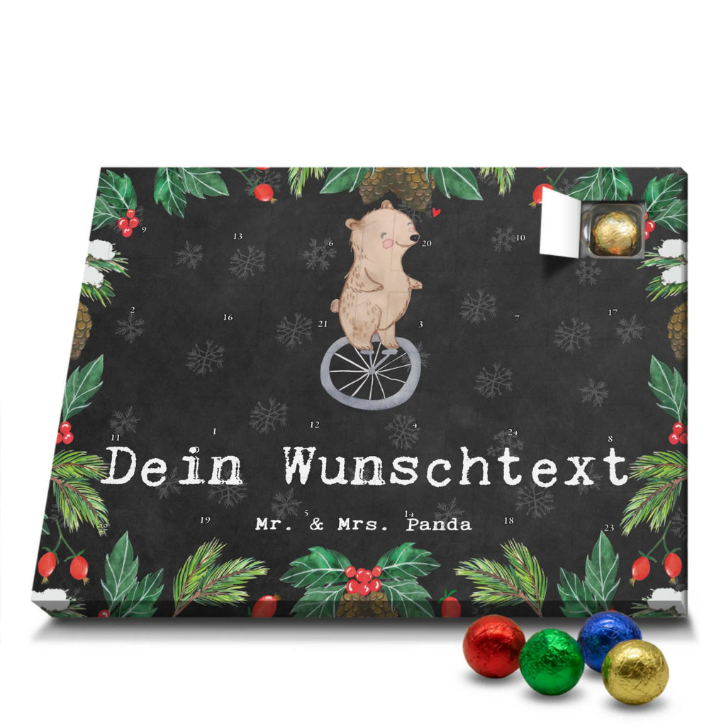 Personalisierter Schoko Adventskalender Bär Einrad fahren Personalisierter Adventskalender, Adventskalender mit Namen, Geschenk, Sport, Sportart, Hobby, Schenken, Danke, Dankeschön, Auszeichnung, Gewinn, Sportler, Einrad fahren