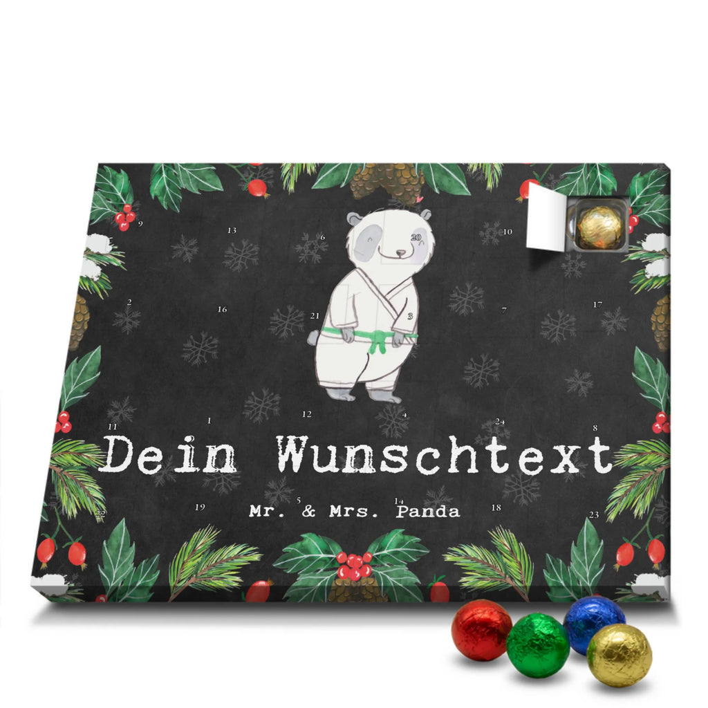 Personalisierter Schoko Adventskalender Panda Jiu Jitsu Personalisierter Adventskalender, Adventskalender mit Namen, Geschenk, Sport, Sportart, Hobby, Schenken, Danke, Dankeschön, Auszeichnung, Gewinn, Sportler, Jiu Jitsu, japanische Kampfkunst, Selbstverteidigung