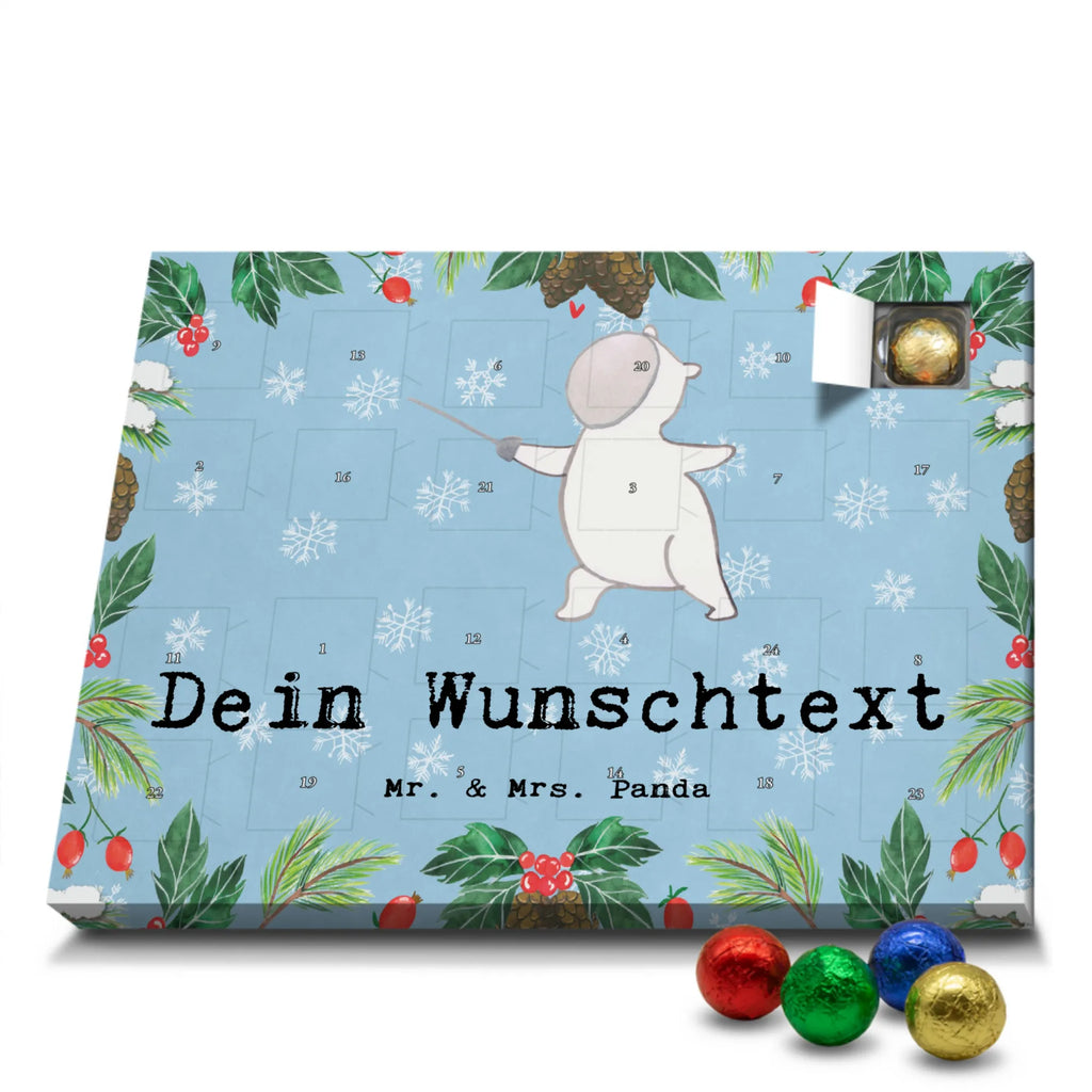 Personalisierter Schoko Adventskalender Panda Fechten Personalisierter Adventskalender, Adventskalender mit Namen, Geschenk, Sport, Sportart, Hobby, Schenken, Danke, Dankeschön, Auszeichnung, Gewinn, Sportler, Fechten, Fechter Bund, Fecht Verein, Fecht Club