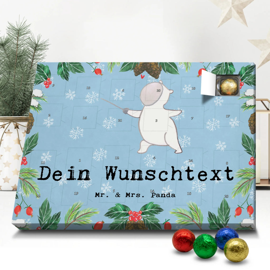 Personalisierter Schoko Adventskalender Panda Fechten Personalisierter Adventskalender, Adventskalender mit Namen, Geschenk, Sport, Sportart, Hobby, Schenken, Danke, Dankeschön, Auszeichnung, Gewinn, Sportler, Fechten, Fechter Bund, Fecht Verein, Fecht Club