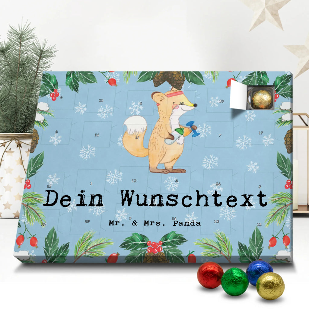 Personalisierter Schoko Adventskalender Fuchs Fitness Personalisierter Adventskalender, Adventskalender mit Namen, Geschenk, Sport, Sportart, Hobby, Schenken, Danke, Dankeschön, Auszeichnung, Gewinn, Sportler, Fitness, Sport treiben, Fitnessstudio, Sportclub, Kraftsport