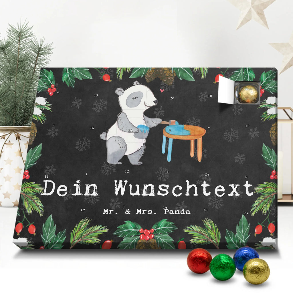 Personalisierter Schoko Adventskalender Panda Möbel restaurieren Personalisierter Adventskalender, Adventskalender mit Namen, Geschenk, Sport, Sportart, Hobby, Schenken, Danke, Dankeschön, Auszeichnung, Gewinn, Sportler, Möbel restaurieren, antike Möbel restaurieren, Handwerk, Restaurator