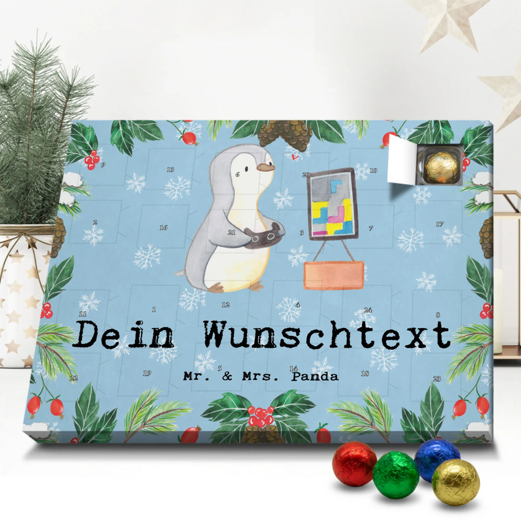 Personalisierter Schoko Adventskalender Pinguin Zocken Personalisierter Adventskalender, Adventskalender mit Namen, Geschenk, Sport, Sportart, Hobby, Schenken, Danke, Dankeschön, Auszeichnung, Gewinn, Sportler, Zocken, Gaming, Videospiele, Videogames