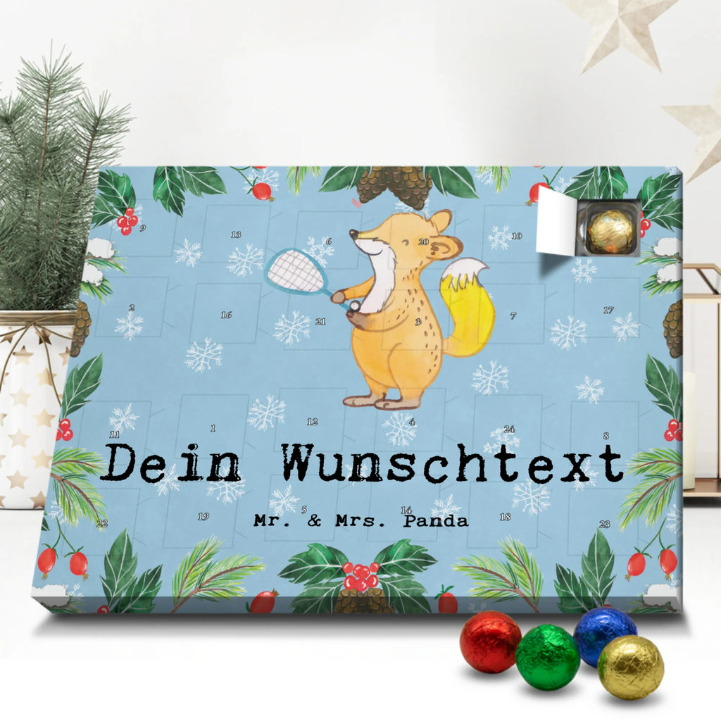 Personalisierter Schoko Adventskalender Fuchs Squash spielen Personalisierter Adventskalender, Adventskalender mit Namen, Geschenk, Sport, Sportart, Hobby, Schenken, Danke, Dankeschön, Auszeichnung, Gewinn, Sportler, Squash spielen, Squashhalle, Ballsport