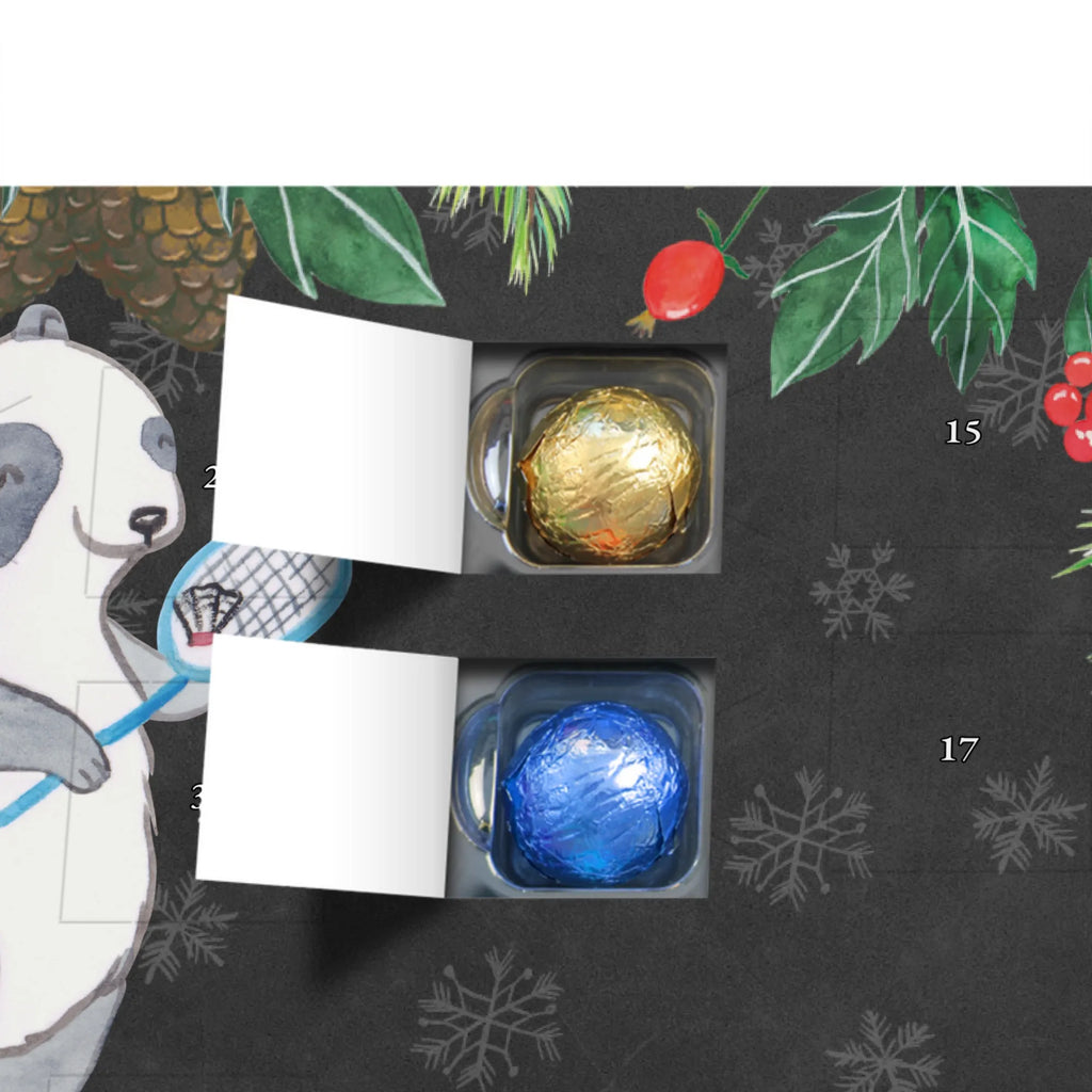 Personalisierter Schoko Adventskalender Panda Badminton Personalisierter Adventskalender, Adventskalender mit Namen, Geschenk, Sport, Sportart, Hobby, Schenken, Danke, Dankeschön, Auszeichnung, Gewinn, Sportler, Badminton, Badminton spielen