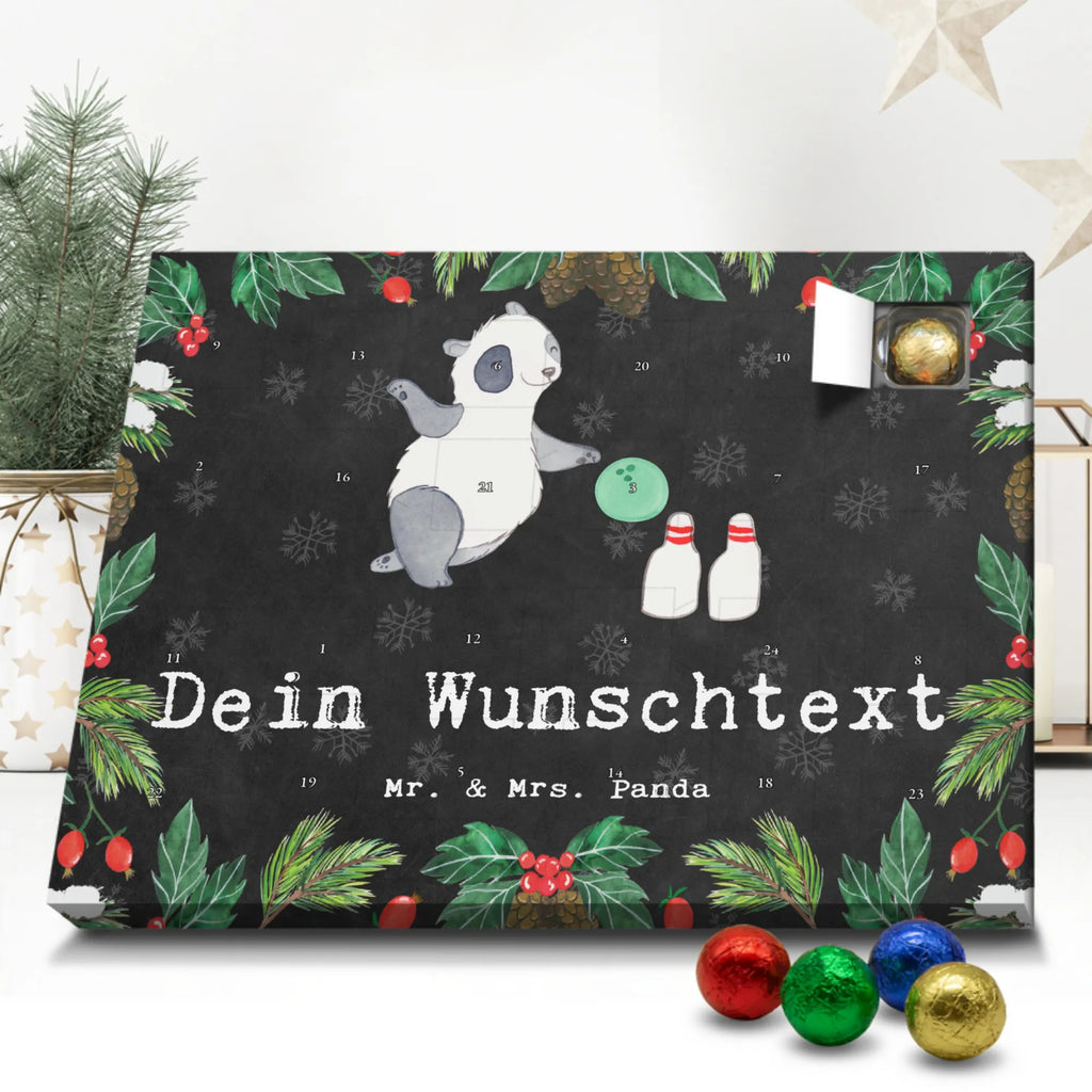 Personalisierter Schoko Adventskalender Panda Bowling Personalisierter Adventskalender, Adventskalender mit Namen, Geschenk, Sport, Sportart, Hobby, Schenken, Danke, Dankeschön, Auszeichnung, Gewinn, Sportler, Bowling, Bowlen gehen, Bowling Center