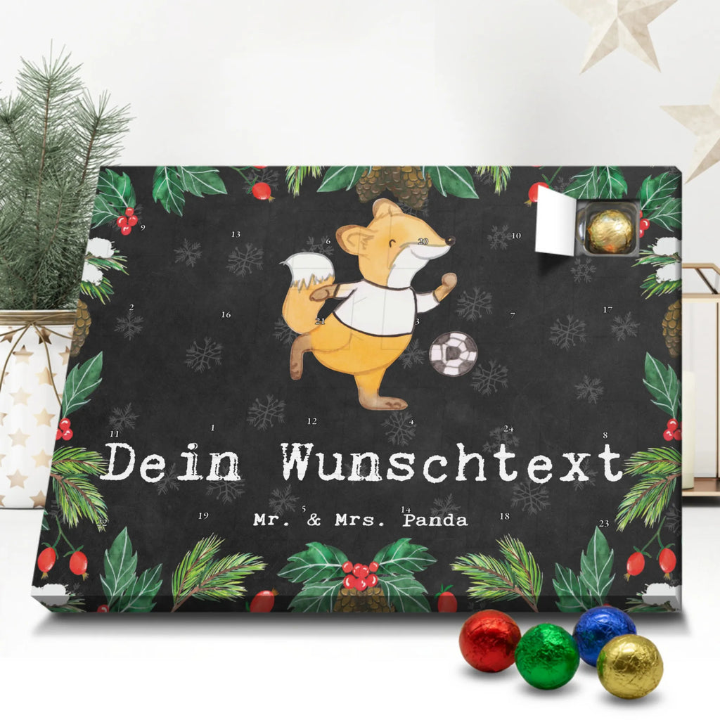 Personalisierter Schoko Adventskalender Fuchs Fußball spielen Personalisierter Adventskalender, Adventskalender mit Namen, Geschenk, Sport, Sportart, Hobby, Schenken, Danke, Dankeschön, Auszeichnung, Gewinn, Sportler, Fußball, Soccer, Fußballer, Bolzen, Bolzplatz, Fußballerin