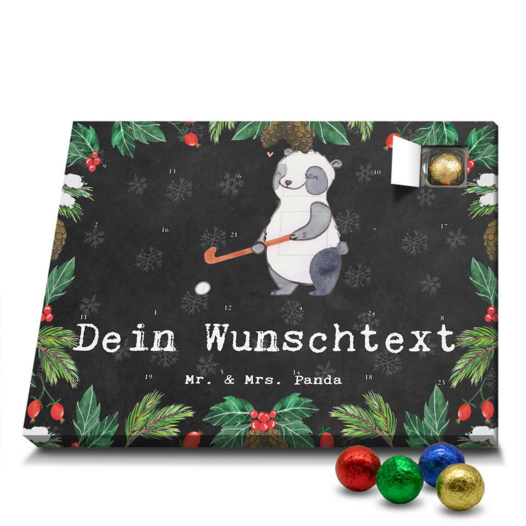 Personalisierter Schoko Adventskalender Panda Hockey spielen Personalisierter Adventskalender, Adventskalender mit Namen, Geschenk, Sport, Sportart, Hobby, Schenken, Danke, Dankeschön, Auszeichnung, Gewinn, Sportler, Hockey spielen, Feldhockey, Hockeyschläger, Hockey Verein