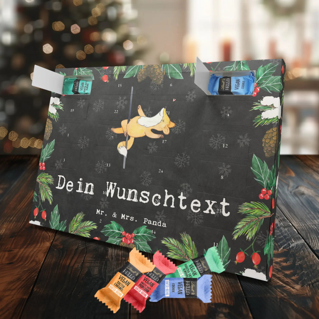 Personalisierter veganer Adventskalender Fuchs Poledance Personalisierter veganer Adventskalender, Geschenk, Sport, Sportart, Hobby, Schenken, Danke, Dankeschön, Auszeichnung, Gewinn, Sportler, Pole Dance, Tanzen, Tanz