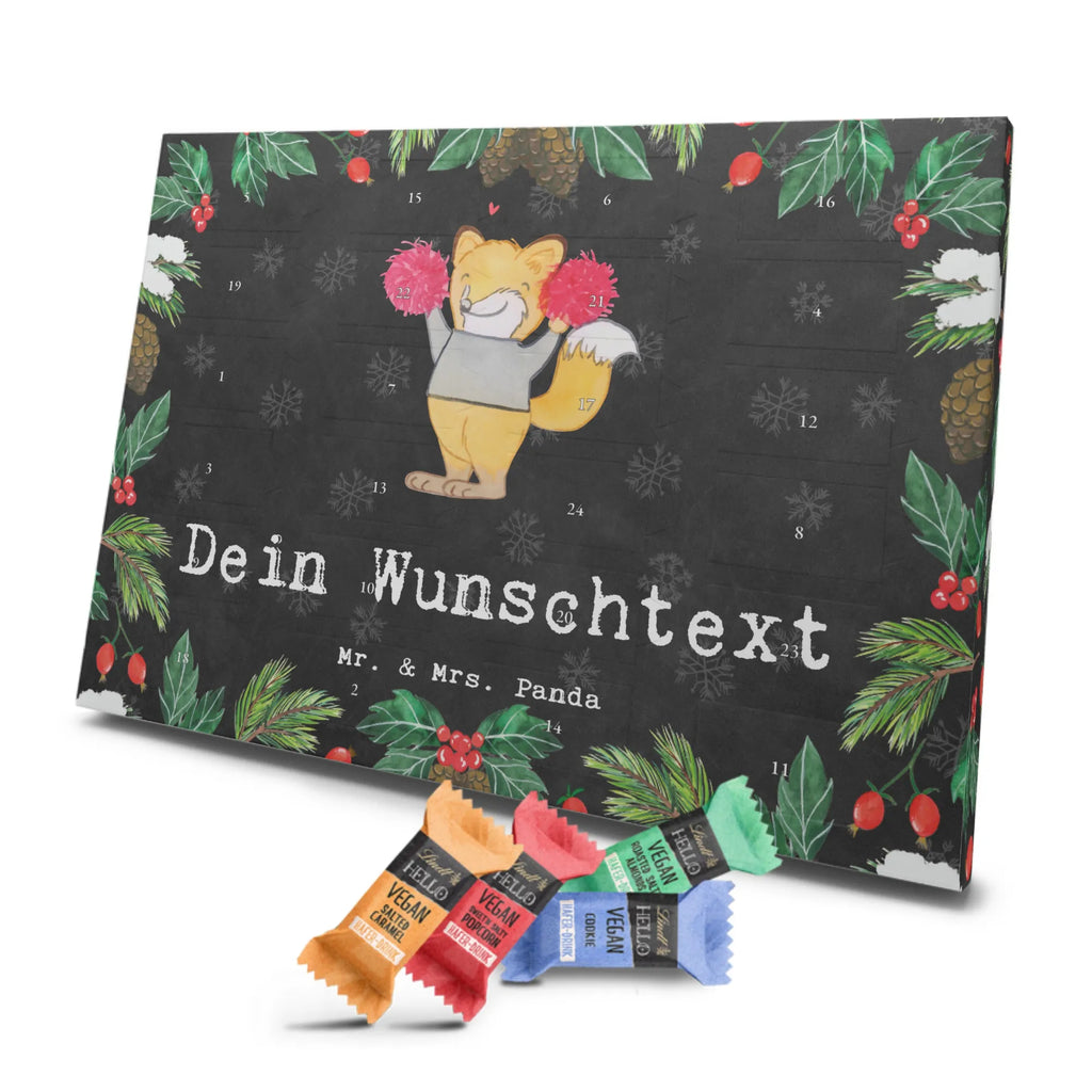 Personalisierter veganer Adventskalender Fuchs Cheerleader Personalisierter veganer Adventskalender, Geschenk, Sport, Sportart, Hobby, Schenken, Danke, Dankeschön, Auszeichnung, Gewinn, Sportler, Cheerleader, Cheerleading, Turnen, Turn Club, Turniere