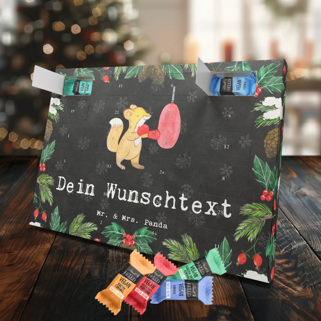 Personalisierter veganer Adventskalender Fuchs Boxen Personalisierter veganer Adventskalender, Geschenk, Sport, Sportart, Hobby, Schenken, Danke, Dankeschön, Auszeichnung, Gewinn, Sportler, Boxen, Boxkampf, Boxtraining