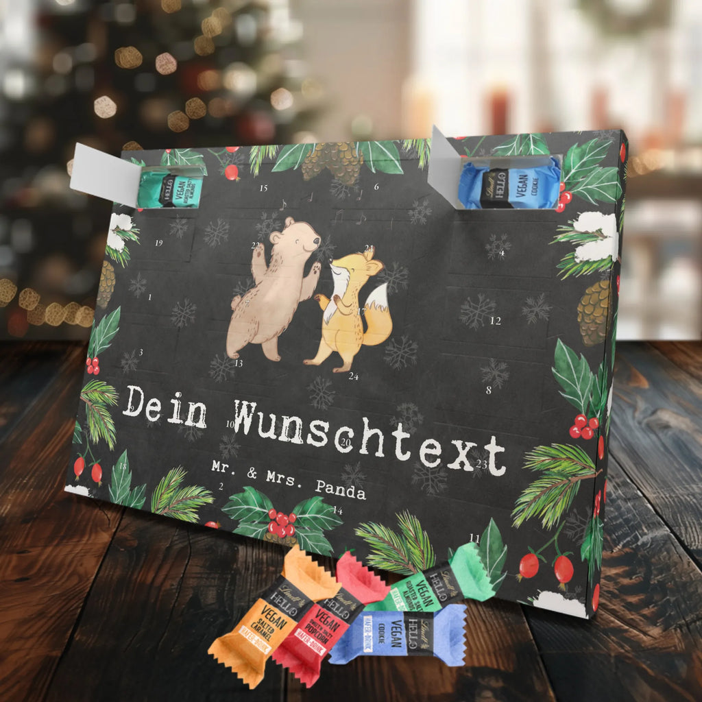 Personalisierter veganer Adventskalender Bär & Fuchs Disco Personalisierter veganer Adventskalender, Geschenk, Sport, Sportart, Hobby, Schenken, Danke, Dankeschön, Auszeichnung, Gewinn, Sportler, Disco, Clubs, Tanzen, Feiern, Clubbing