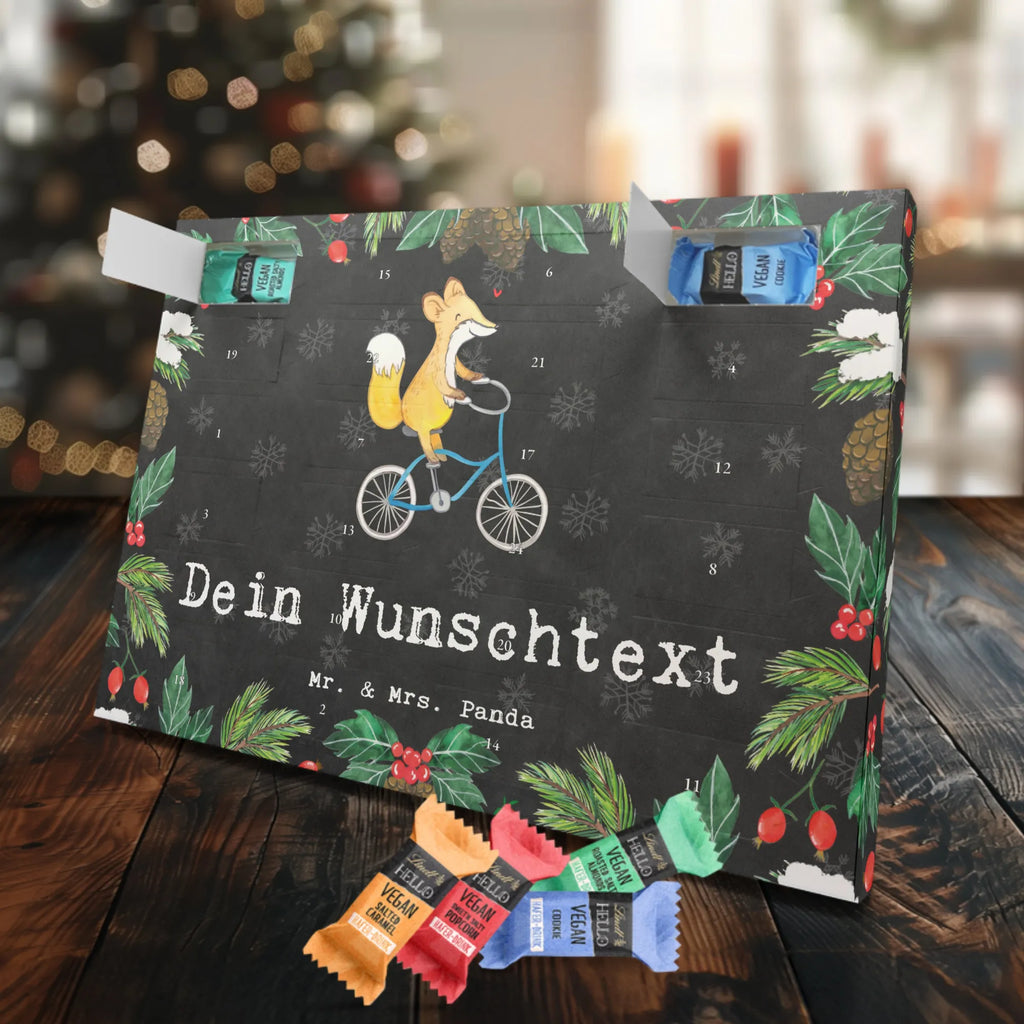 Personalisierter veganer Adventskalender Fuchs Fahrrad fahren Personalisierter veganer Adventskalender, Geschenk, Sport, Sportart, Hobby, Schenken, Danke, Dankeschön, Auszeichnung, Gewinn, Sportler, Fahrrad fahren, Radeln, Trekking, Mountainbiking, Radsport