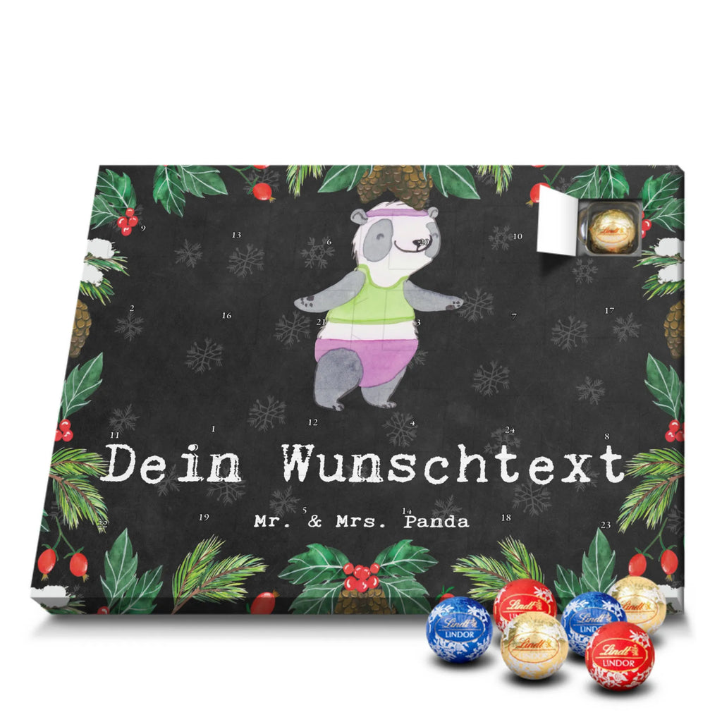 Personalisierter Kugel Markenschokolade Adventskalender Panda Aerobic Personalisierter Kugel Markenschokolade Adventskalender, Geschenk, Sport, Sportart, Hobby, Schenken, Danke, Dankeschön, Auszeichnung, Gewinn, Sportler, Aerobic, Aerobic Fitness, Fitnessstudio