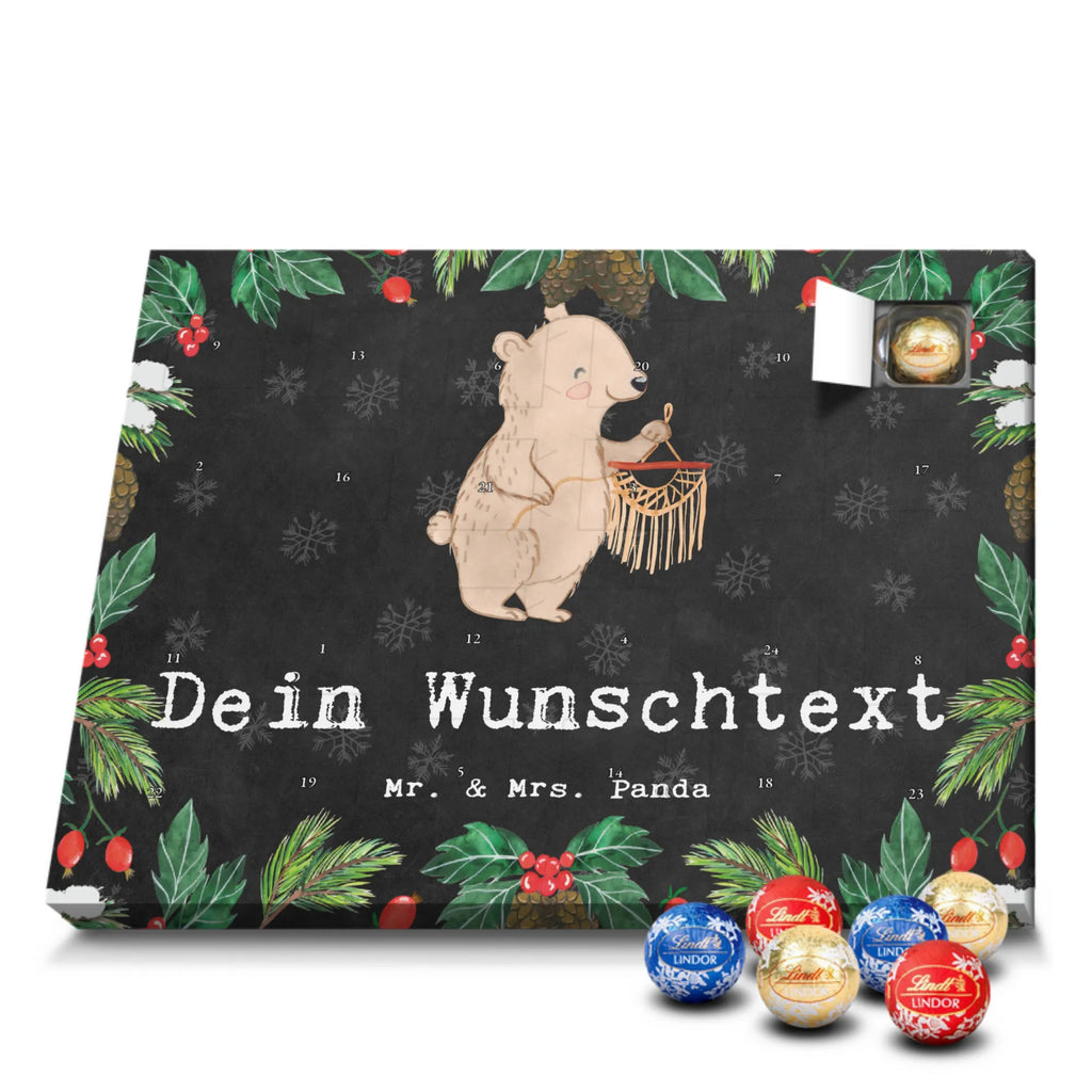 Personalisierter Kugel Markenschokolade Adventskalender Bär Makramee Personalisierter Kugel Markenschokolade Adventskalender, Geschenk, Sport, Sportart, Hobby, Schenken, Danke, Dankeschön, Auszeichnung, Gewinn, Sportler, Makramee, Basteln, Basteln mit Makramee