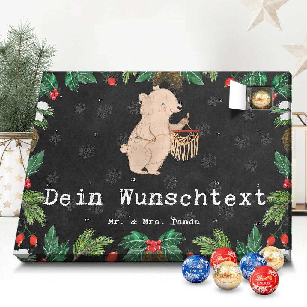 Personalisierter Kugel Markenschokolade Adventskalender Bär Makramee Personalisierter Kugel Markenschokolade Adventskalender, Geschenk, Sport, Sportart, Hobby, Schenken, Danke, Dankeschön, Auszeichnung, Gewinn, Sportler, Makramee, Basteln, Basteln mit Makramee