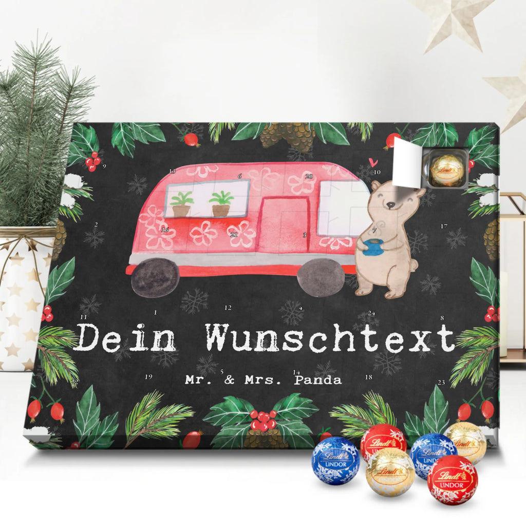 Personalisierter Kugel Markenschokolade Adventskalender Bär Camper Personalisierter Kugel Markenschokolade Adventskalender, Geschenk, Sport, Sportart, Hobby, Schenken, Danke, Dankeschön, Auszeichnung, Gewinn, Sportler, Camper, Campen, Zelten, Campingplatz, Wohnmobil, Roadtrip, Urlaub