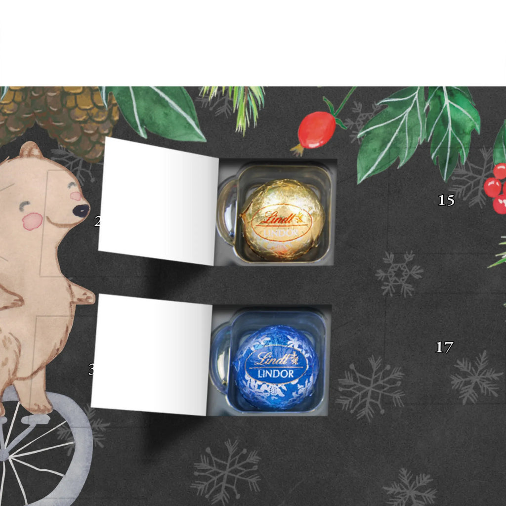 Personalisierter Kugel Markenschokolade Adventskalender Bär Einrad fahren Personalisierter Kugel Markenschokolade Adventskalender, Geschenk, Sport, Sportart, Hobby, Schenken, Danke, Dankeschön, Auszeichnung, Gewinn, Sportler, Einrad fahren