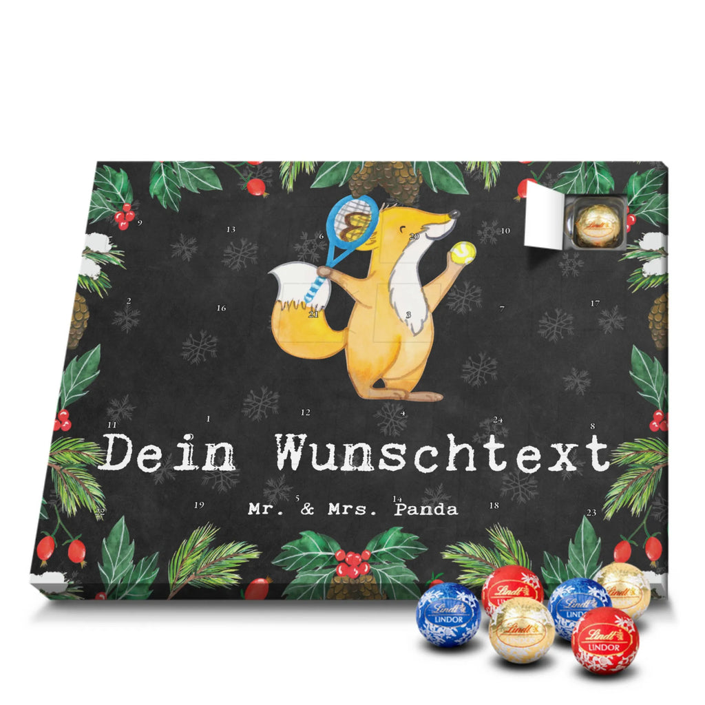 Personalisierter Kugel Markenschokolade Adventskalender Fuchs Tennis spielen Personalisierter Kugel Markenschokolade Adventskalender, Geschenk, Sport, Sportart, Hobby, Schenken, Danke, Dankeschön, Auszeichnung, Gewinn, Sportler, Tennis spielen, Tennisclub, Tennisverein, Tennis Turnier, Ballsportart