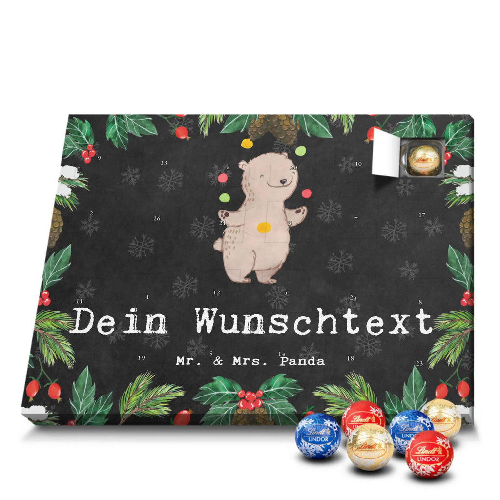 Personalisierter Kugel Markenschokolade Adventskalender Bär Jonglieren Personalisierter Kugel Markenschokolade Adventskalender, Geschenk, Sport, Sportart, Hobby, Schenken, Danke, Dankeschön, Auszeichnung, Gewinn, Sportler, Jonglieren, Jongleur, Zirkus, Artistik