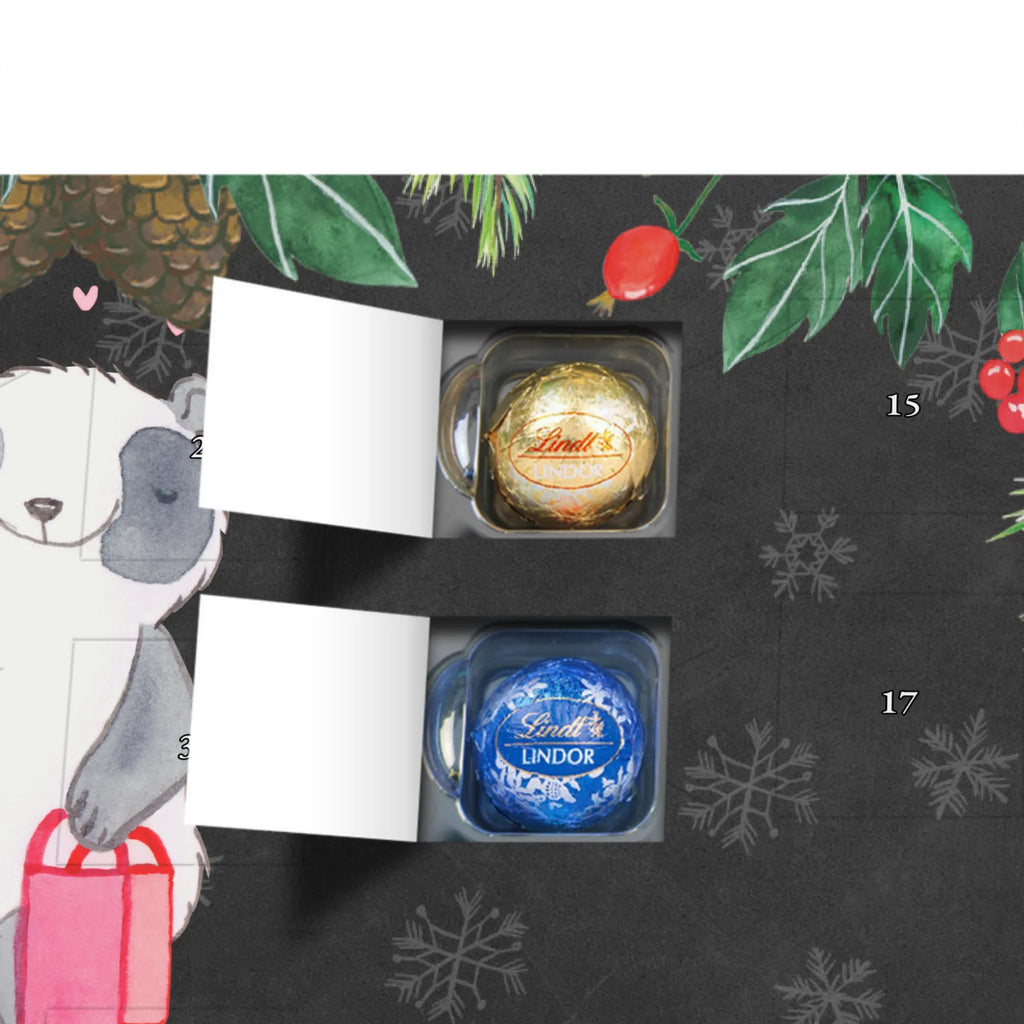 Personalisierter Kugel Markenschokolade Adventskalender Panda Shopping Personalisierter Kugel Markenschokolade Adventskalender, Geschenk, Sport, Sportart, Hobby, Schenken, Danke, Dankeschön, Auszeichnung, Gewinn, Sportler, Shopping, shoppen, einkaufen