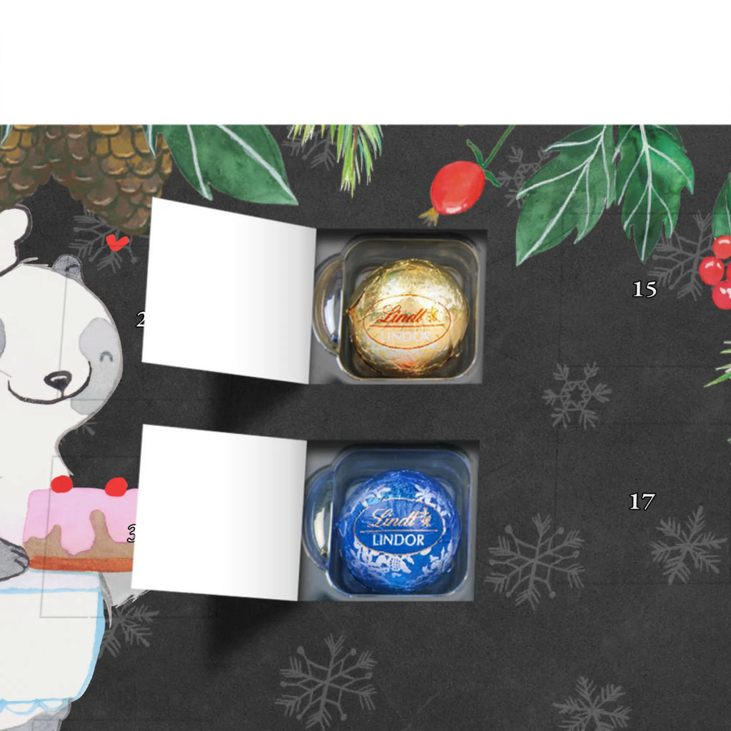 Personalisierter Kugel Markenschokolade Adventskalender Panda Backen Personalisierter Kugel Markenschokolade Adventskalender, Geschenk, Sport, Sportart, Hobby, Schenken, Danke, Dankeschön, Auszeichnung, Gewinn, Sportler, backen, Hobbybäcker, Kuchen backen