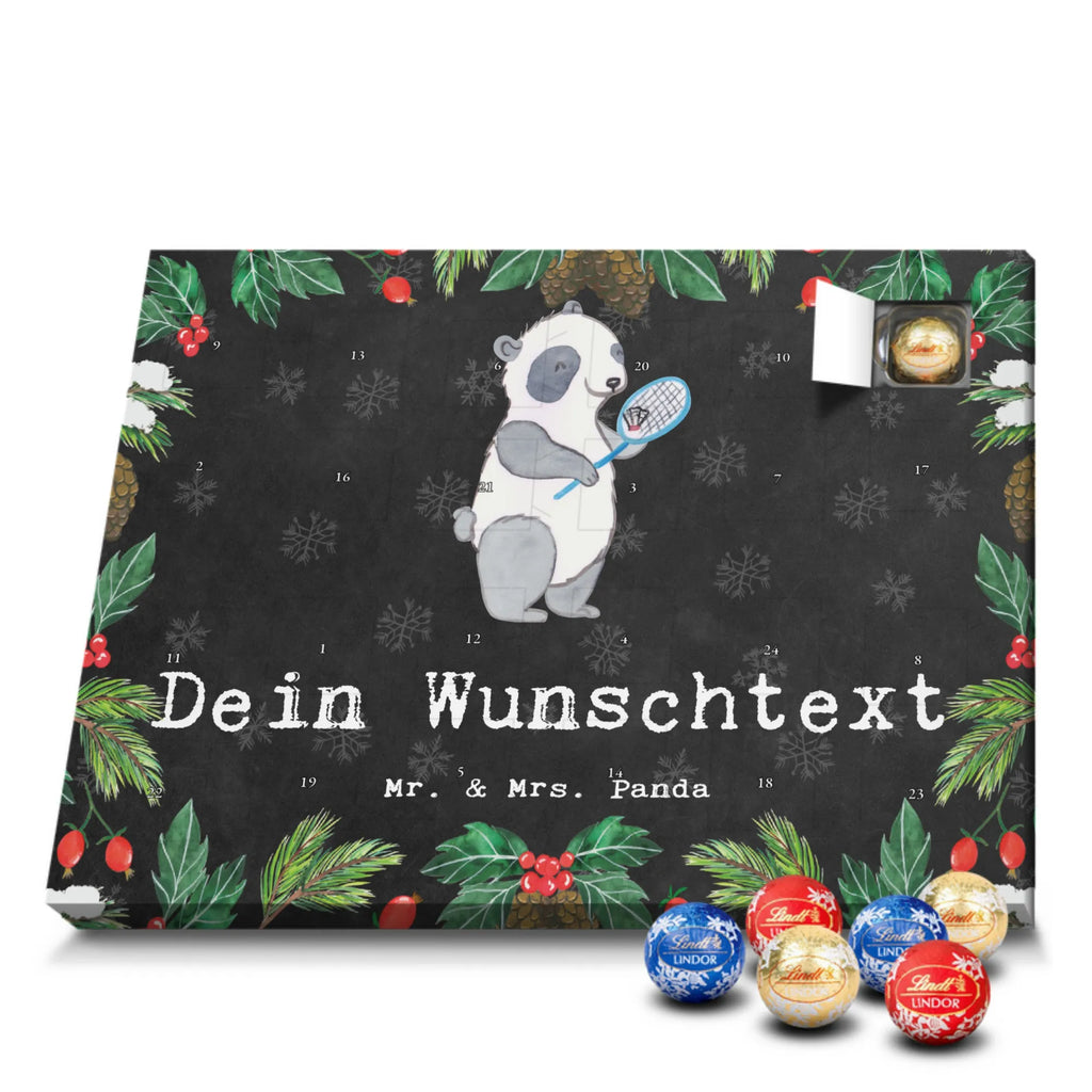 Personalisierter Kugel Markenschokolade Adventskalender Panda Badminton Personalisierter Kugel Markenschokolade Adventskalender, Geschenk, Sport, Sportart, Hobby, Schenken, Danke, Dankeschön, Auszeichnung, Gewinn, Sportler, Badminton, Badminton spielen