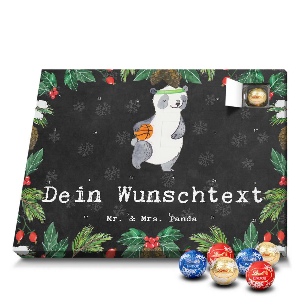 Personalisierter Kugel Markenschokolade Adventskalender Panda Basketball Personalisierter Kugel Markenschokolade Adventskalender, Geschenk, Sport, Sportart, Hobby, Schenken, Danke, Dankeschön, Auszeichnung, Gewinn, Sportler, Basketball, Basketball Verein, Basketball Verband, Basketballplatz