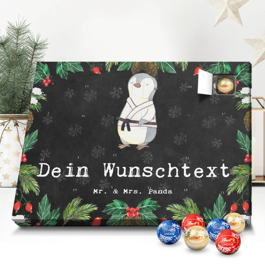 Personalisierter Kugel Markenschokolade Adventskalender Pinguin Karate Personalisierter Kugel Markenschokolade Adventskalender, Geschenk, Sport, Sportart, Hobby, Schenken, Danke, Dankeschön, Auszeichnung, Gewinn, Sportler, Karate, Kampfsportart, Selbstverteidigung, Kampfkunst, Karate Verein