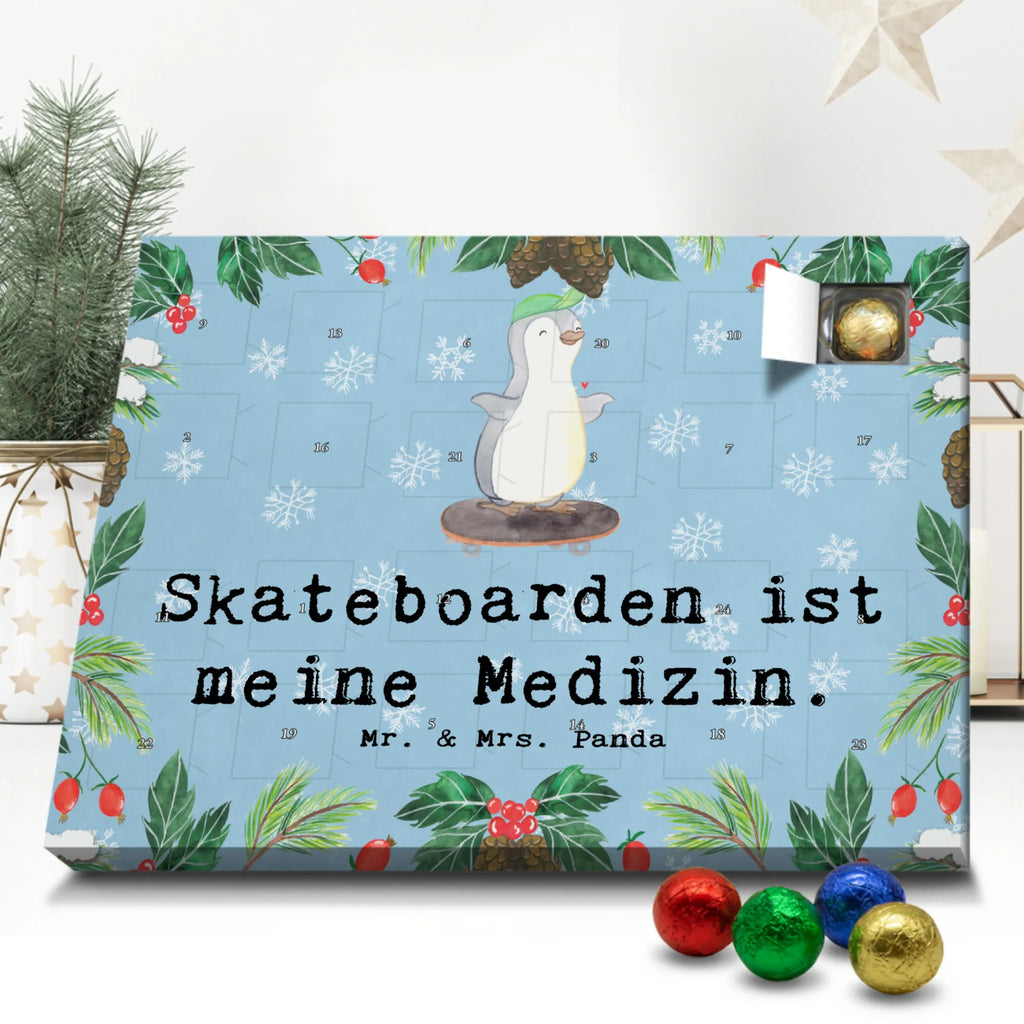 Schoko Adventskalender Pinguin Skateboarden Adventskalender, Schokoladen Adventskalender, Schoko Adventskalender, Geschenk, Sport, Sportart, Hobby, Schenken, Danke, Dankeschön, Auszeichnung, Gewinn, Sportler, Skateboarden, Skateboard fahren, Skaten, Skateboard, Skateplatz