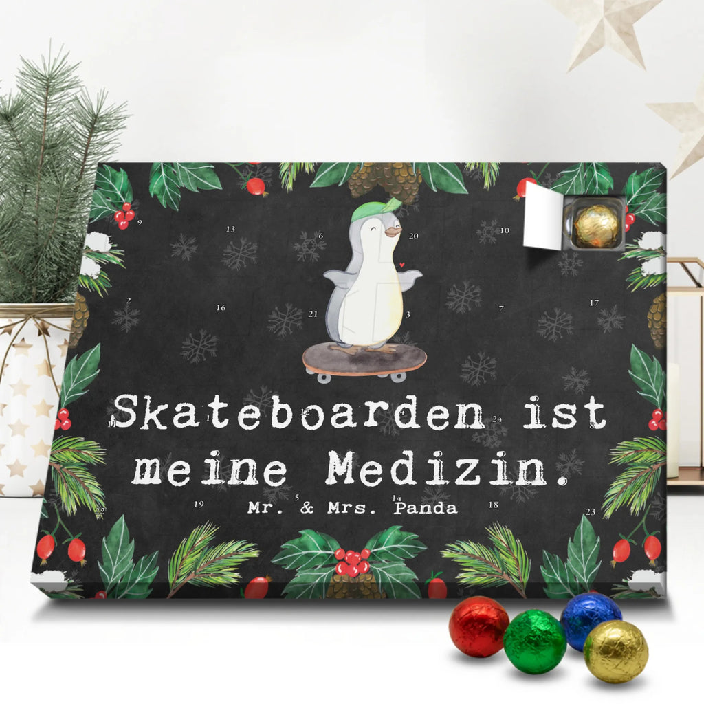 Schoko Adventskalender Pinguin Skateboarden Adventskalender, Schokoladen Adventskalender, Schoko Adventskalender, Geschenk, Sport, Sportart, Hobby, Schenken, Danke, Dankeschön, Auszeichnung, Gewinn, Sportler, Skateboarden, Skateboard fahren, Skaten, Skateboard, Skateplatz