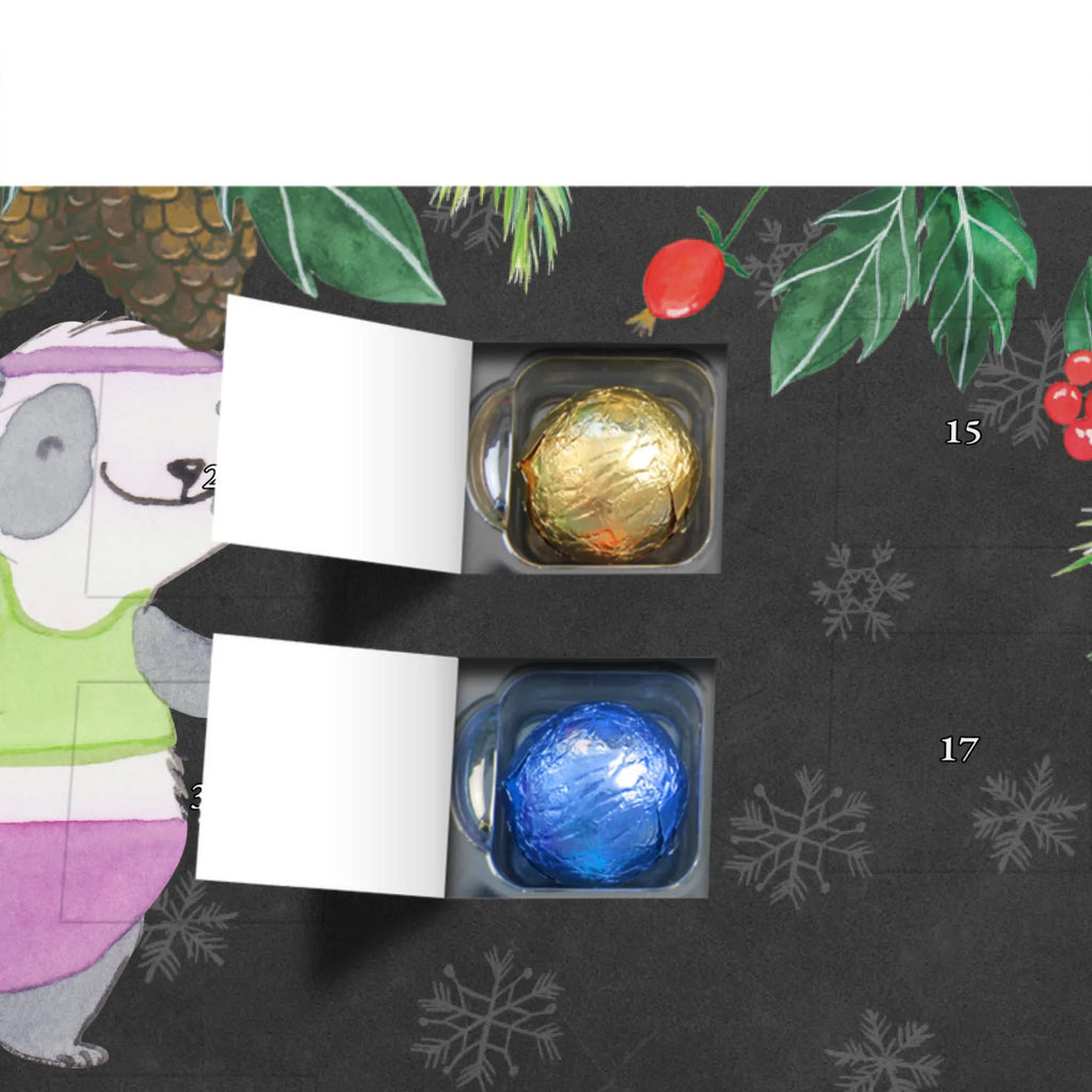 Schoko Adventskalender Panda Aerobic Adventskalender, Schokoladen Adventskalender, Schoko Adventskalender, Geschenk, Sport, Sportart, Hobby, Schenken, Danke, Dankeschön, Auszeichnung, Gewinn, Sportler, Aerobic, Aerobic Fitness, Fitnessstudio