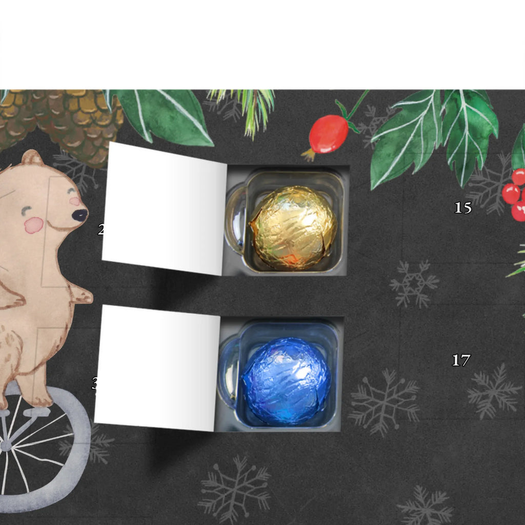 Schoko Adventskalender Bär Einrad fahren Adventskalender, Schokoladen Adventskalender, Schoko Adventskalender, Geschenk, Sport, Sportart, Hobby, Schenken, Danke, Dankeschön, Auszeichnung, Gewinn, Sportler, Einrad fahren