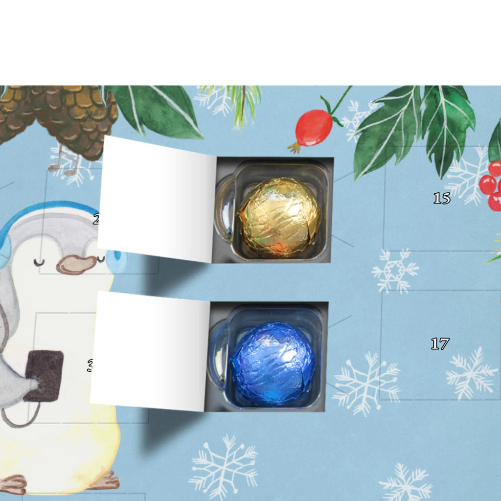 Schoko Adventskalender Pinguin Musik hören Adventskalender, Schokoladen Adventskalender, Schoko Adventskalender, Geschenk, Sport, Sportart, Hobby, Schenken, Danke, Dankeschön, Auszeichnung, Gewinn, Sportler, Musik hören, Lieblingssong