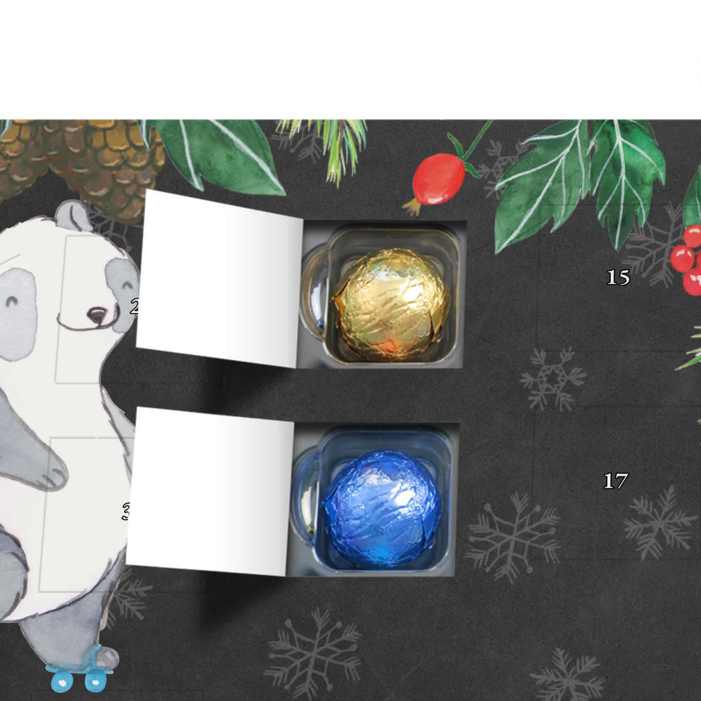 Schoko Adventskalender Panda Inliner fahren Adventskalender, Schokoladen Adventskalender, Schoko Adventskalender, Geschenk, Sport, Sportart, Hobby, Schenken, Danke, Dankeschön, Auszeichnung, Gewinn, Sportler, Inliner fahren, Rollschuh fahren, Rollerblades, inlinern